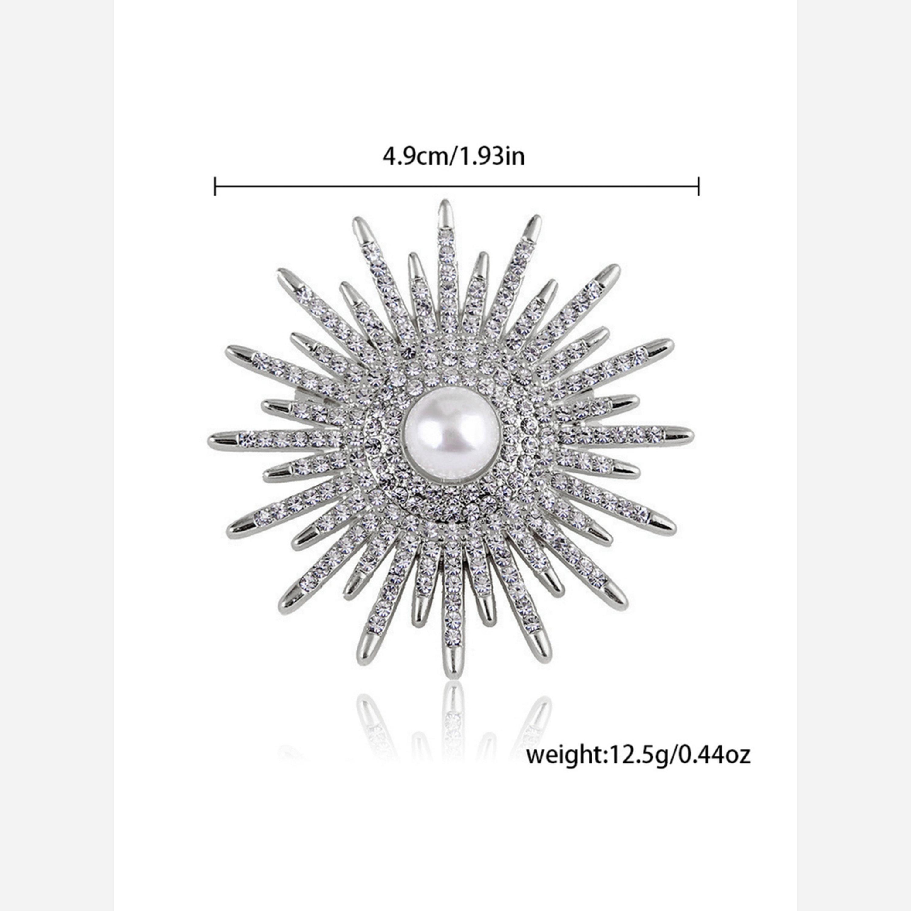 Take Two Silver Crystal Sunburst Brooch with Faux Pearl-women-watchesandjewellery-jewellery-brooches-image-5