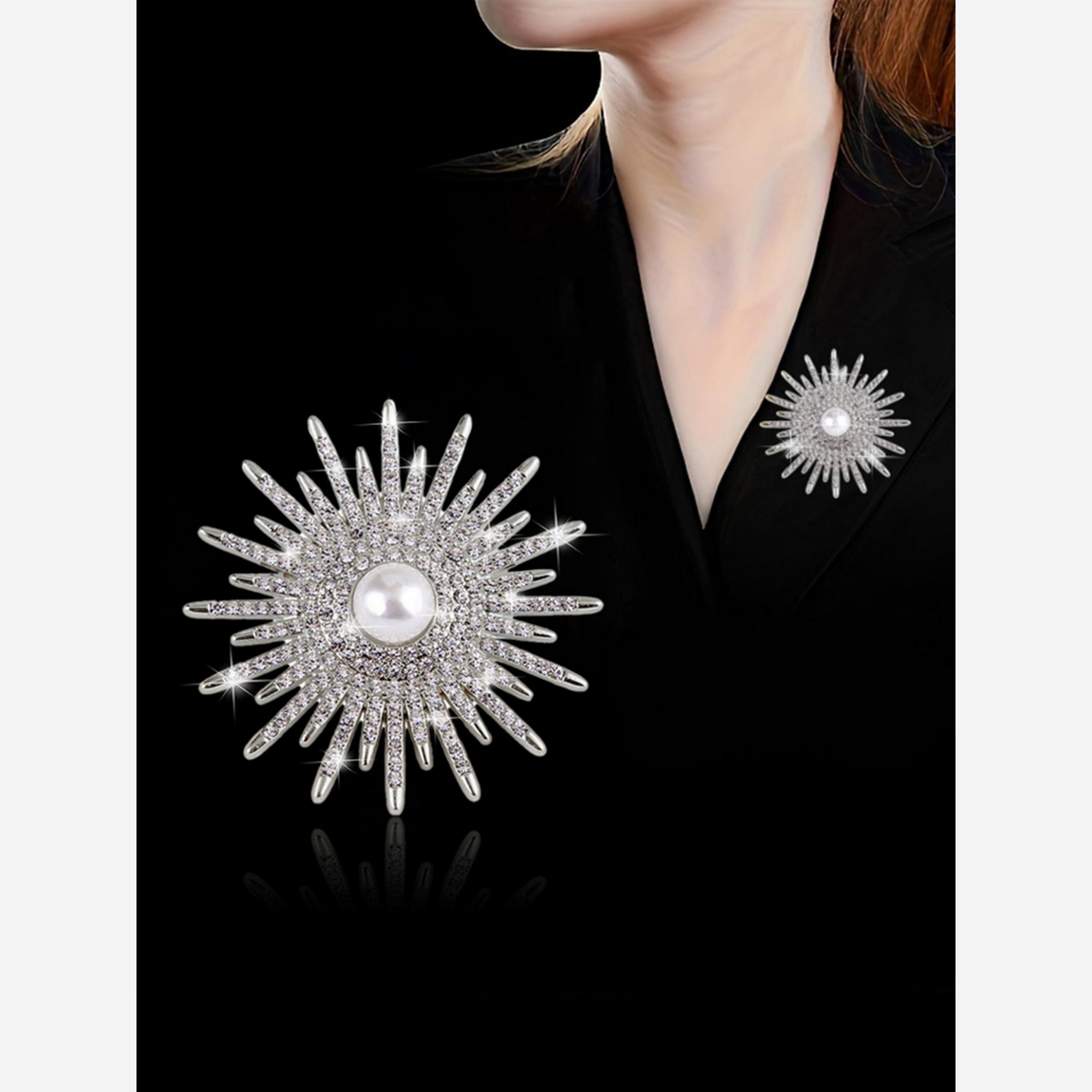 تيك تو - بروش على شكل شمس من الكريستال الفضي مع لؤلؤ صناعي-women-watchesandjewellery-jewellery-brooches-image-6