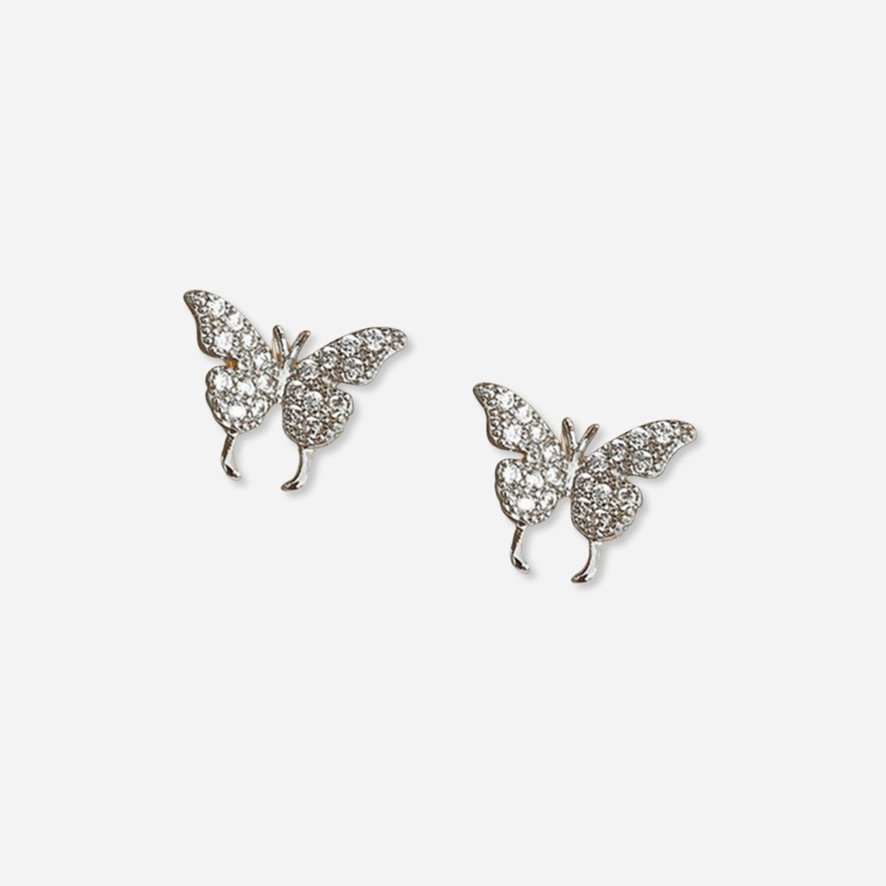 Take Two Silver Butterfly Stud Earrings-women-watchesandjewellery-jewellery-earrings-image-1