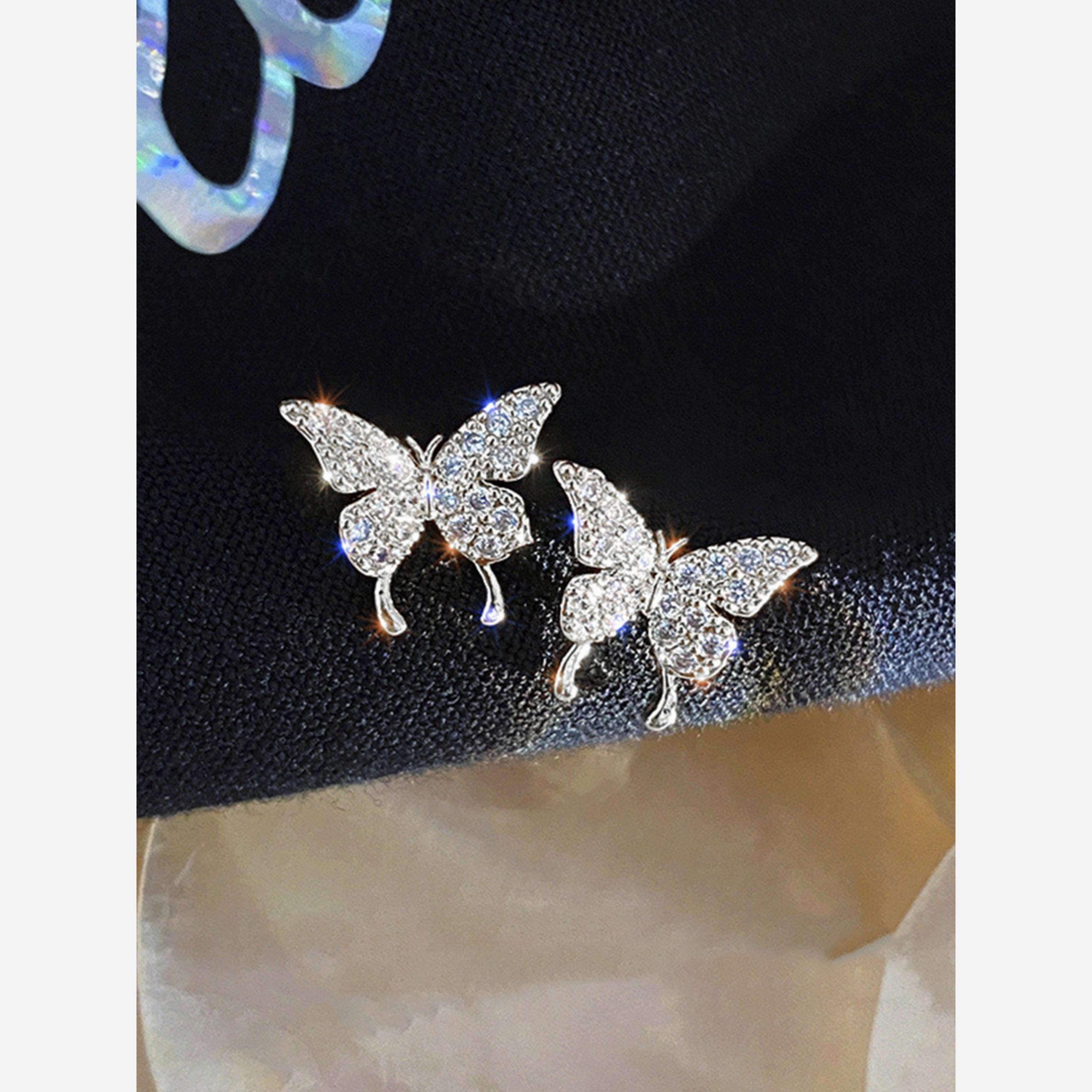 Take Two Silver Butterfly Stud Earrings-women-watchesandjewellery-jewellery-earrings-image-3