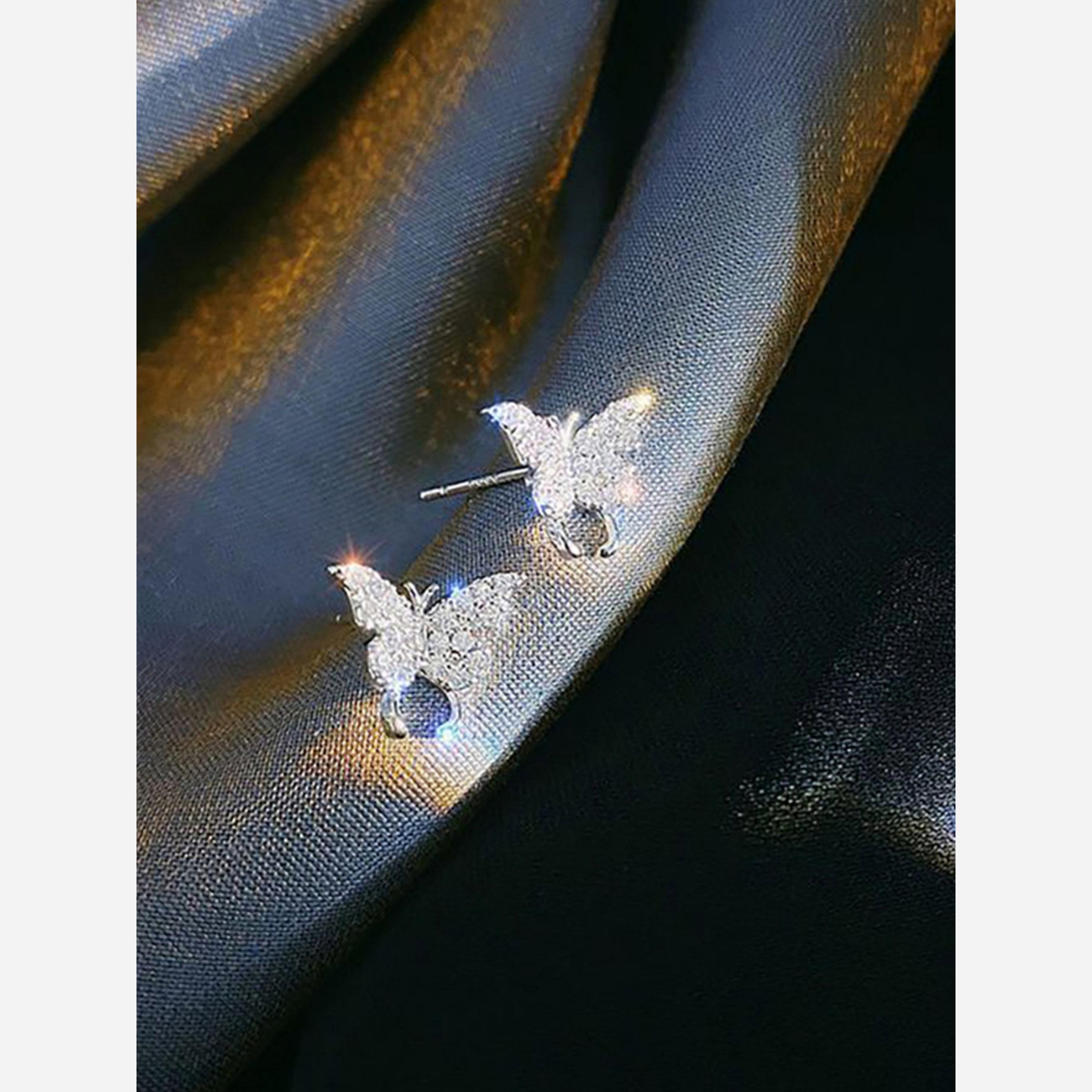 Take Two Silver Butterfly Stud Earrings-women-watchesandjewellery-jewellery-earrings-image-4