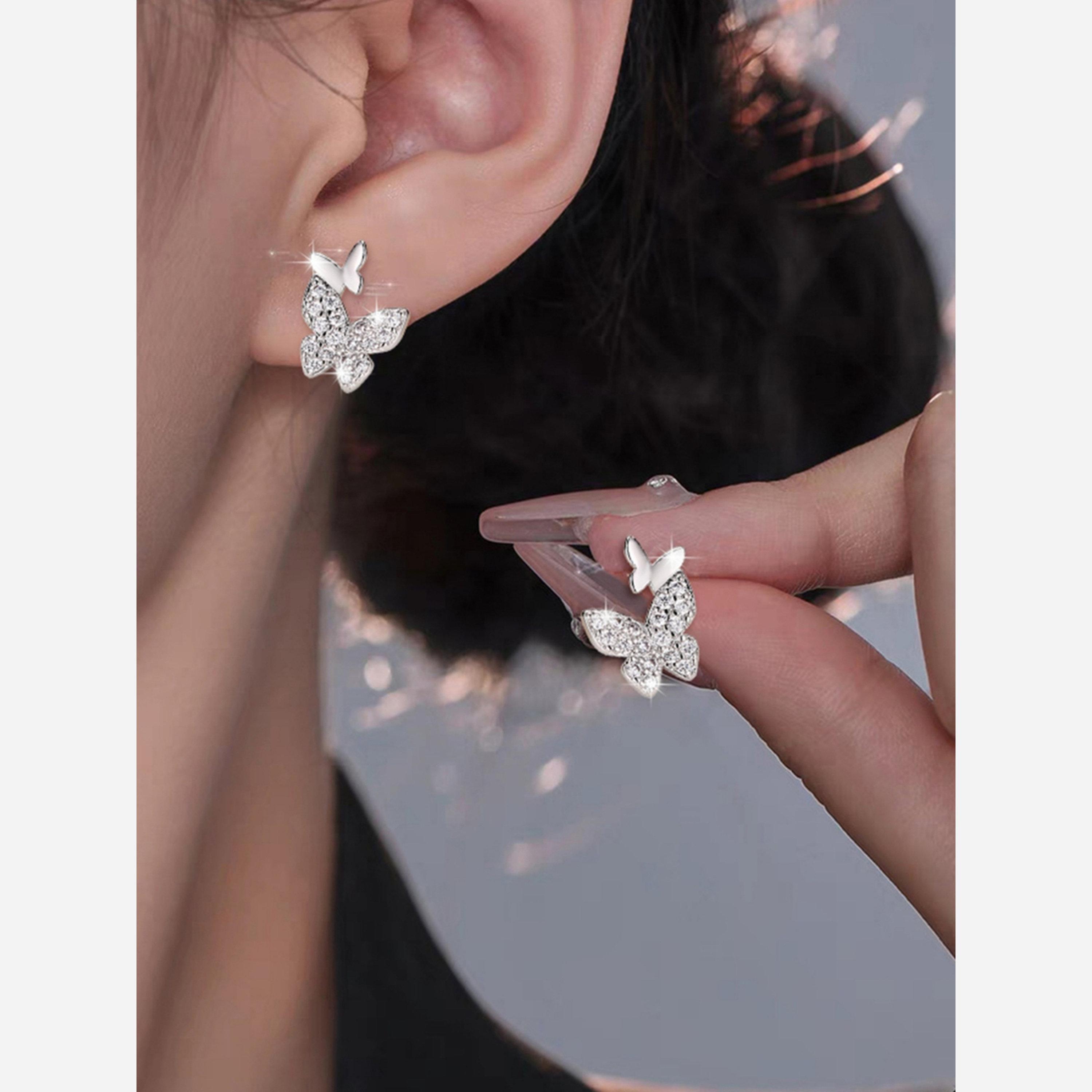 Take Two Silver Embellished Butterfly Shape Earrings-women-watchesandjewellery-jewellery-earrings-image-2