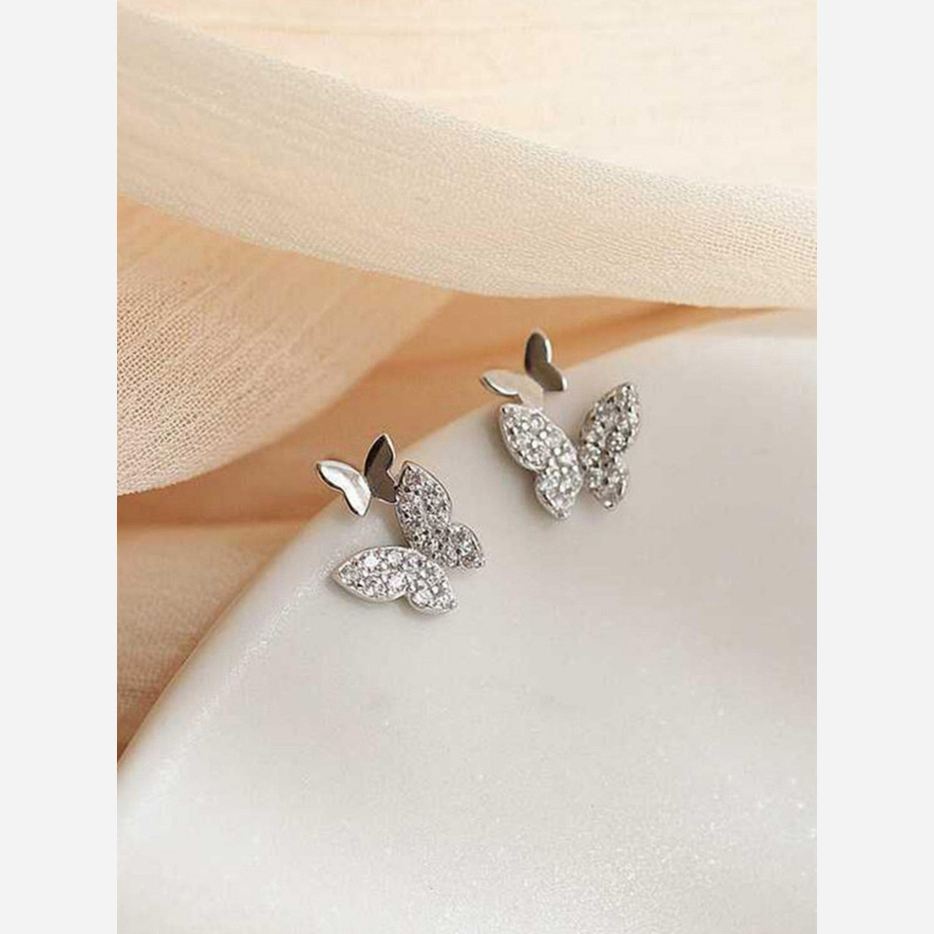 Take Two Silver Embellished Butterfly Shape Earrings-women-watchesandjewellery-jewellery-earrings-image-3