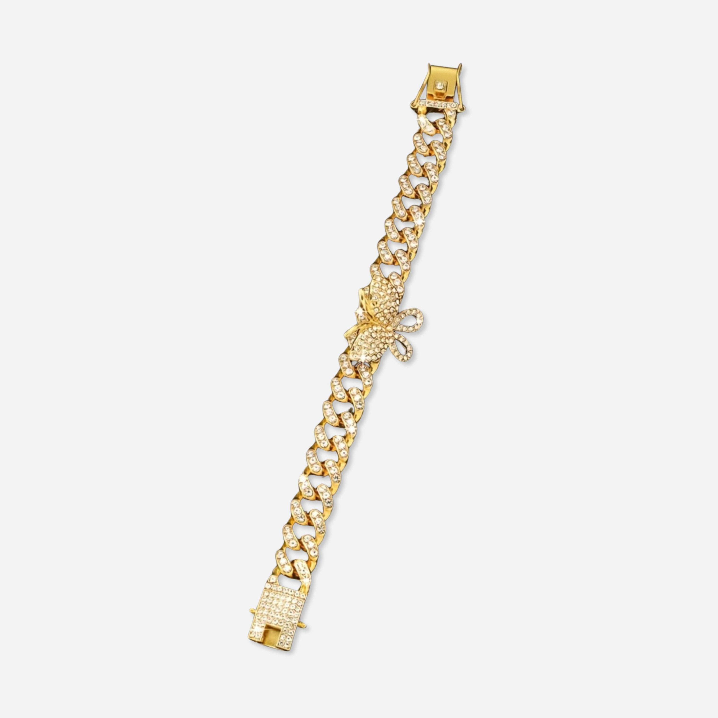 تيك تو - سوار سلسلة كوبية ذهبية على شكل فراشة-women-watchesandjewellery-jewellery-banglesandbracelets-image-1