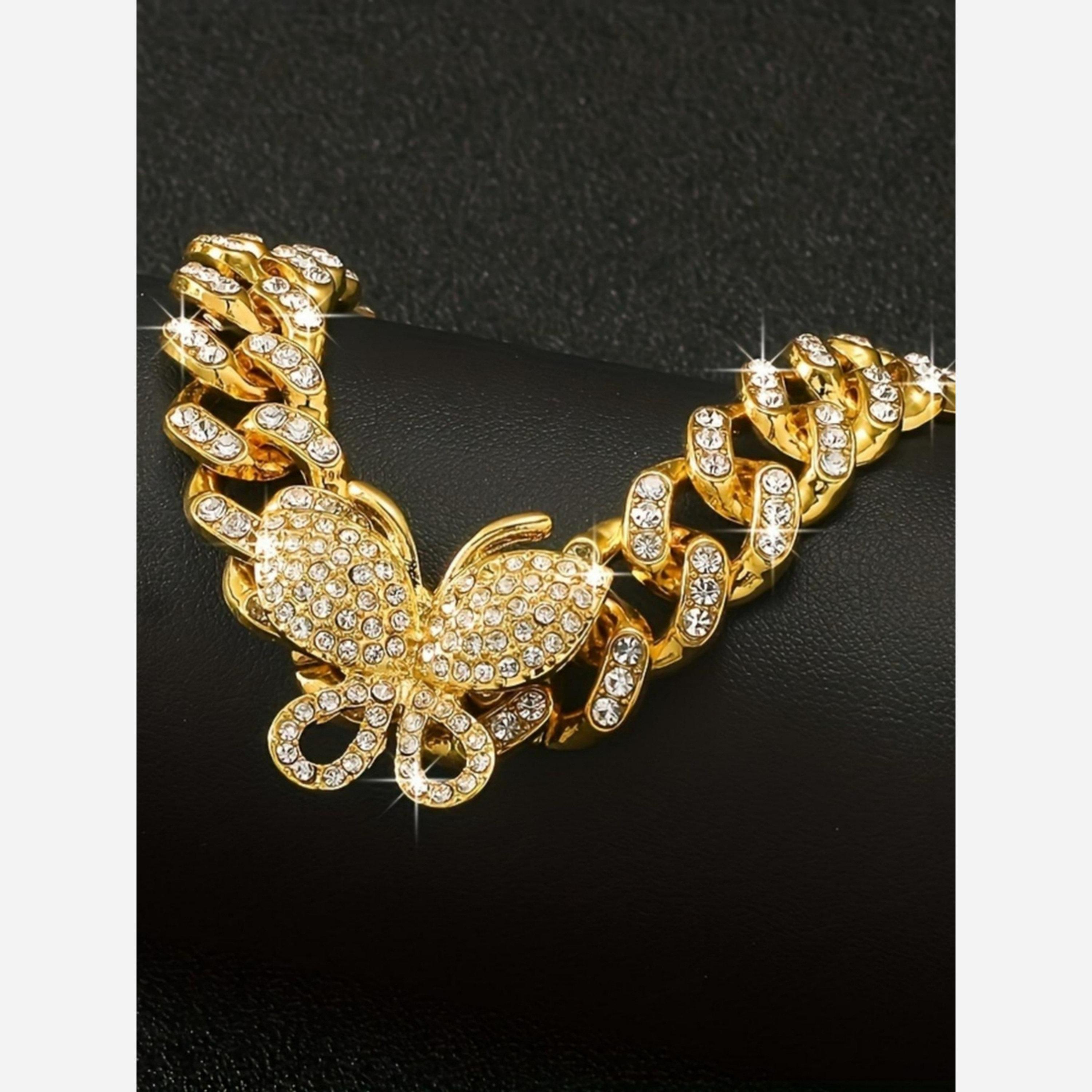 تيك تو - سوار سلسلة كوبية ذهبية على شكل فراشة-women-watchesandjewellery-jewellery-banglesandbracelets-image-3