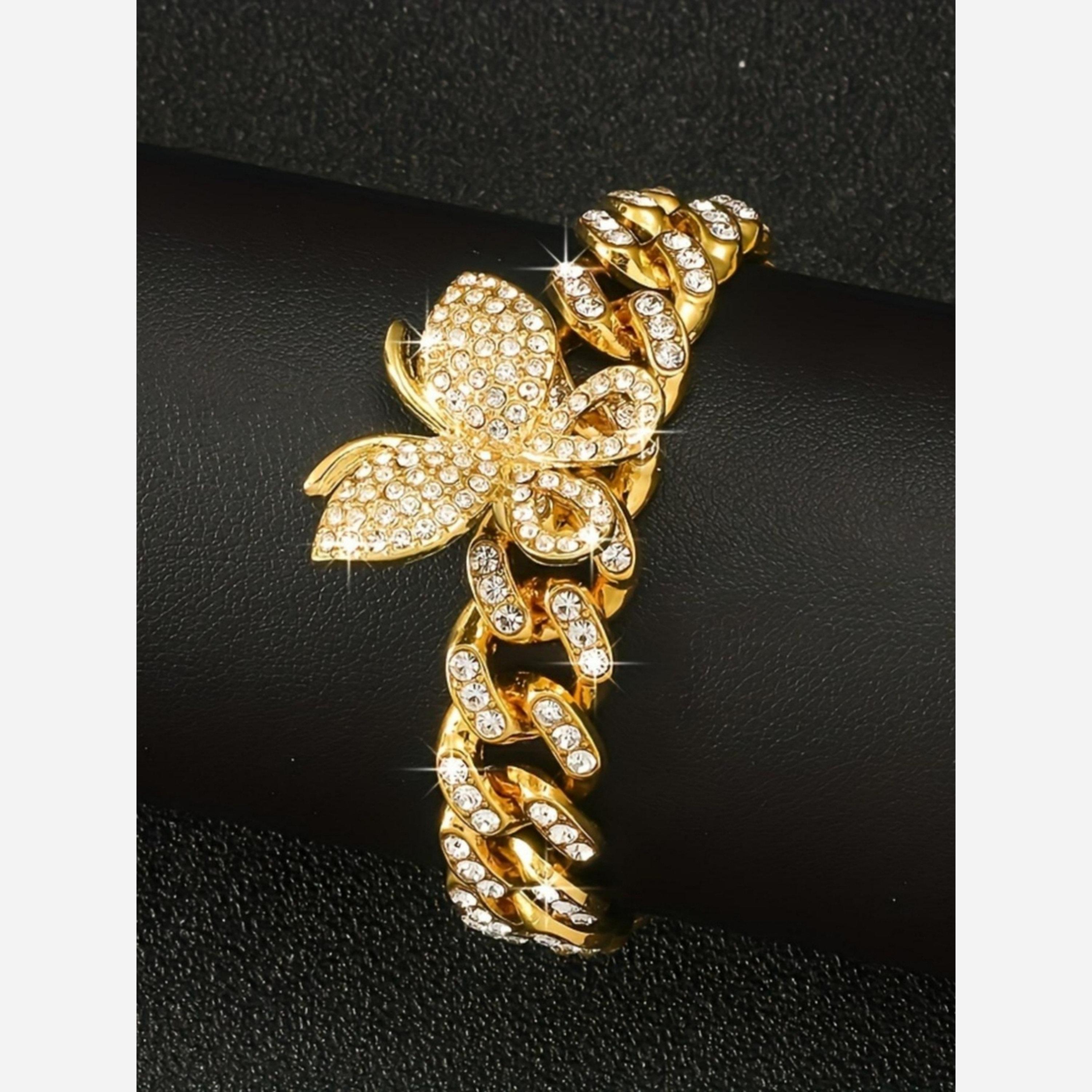 تيك تو - سوار سلسلة كوبية ذهبية على شكل فراشة-women-watchesandjewellery-jewellery-banglesandbracelets-image-4