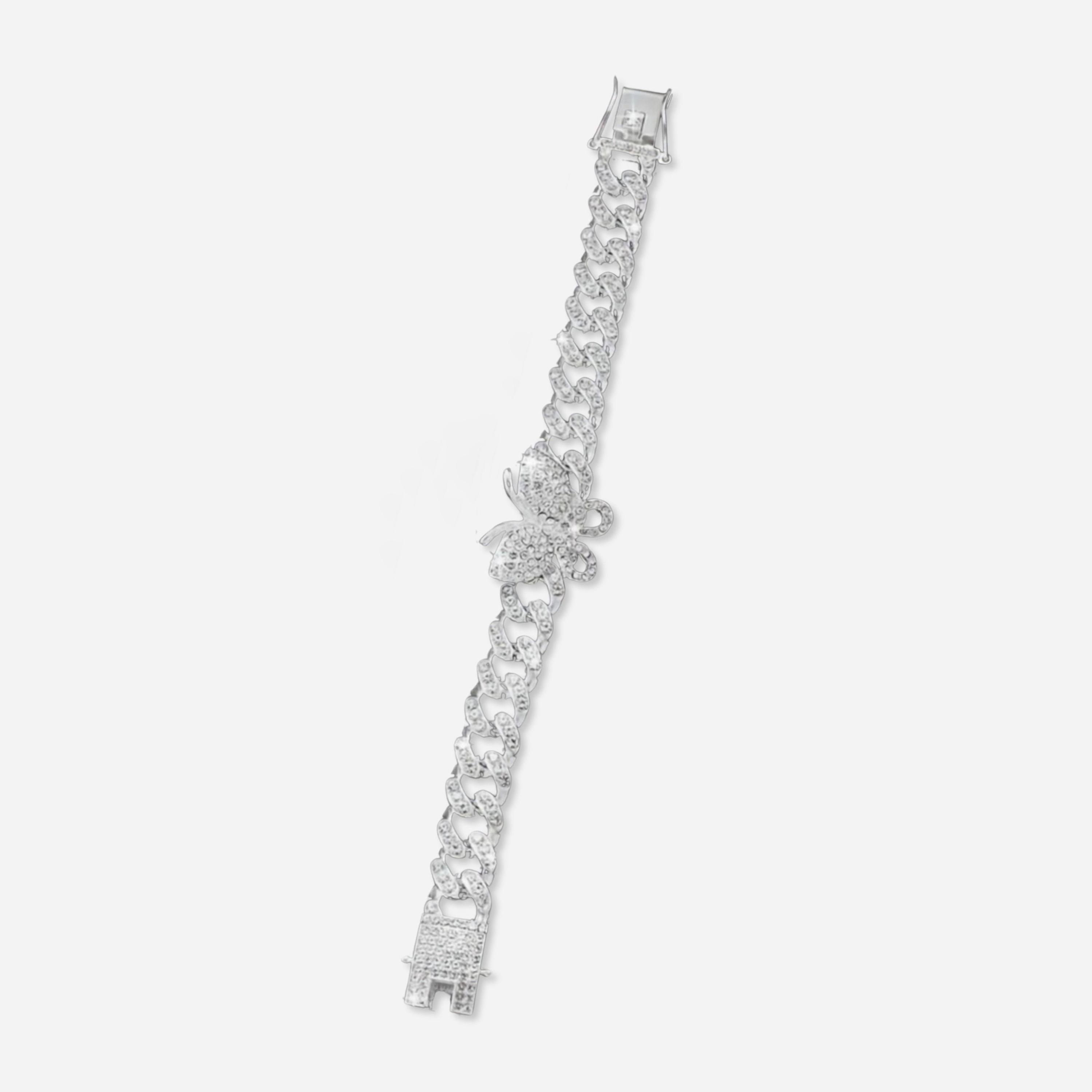 تيك تو - سوار سلسلة كوبية فضي على شكل فراشة-women-watchesandjewellery-jewellery-banglesandbracelets-image-1