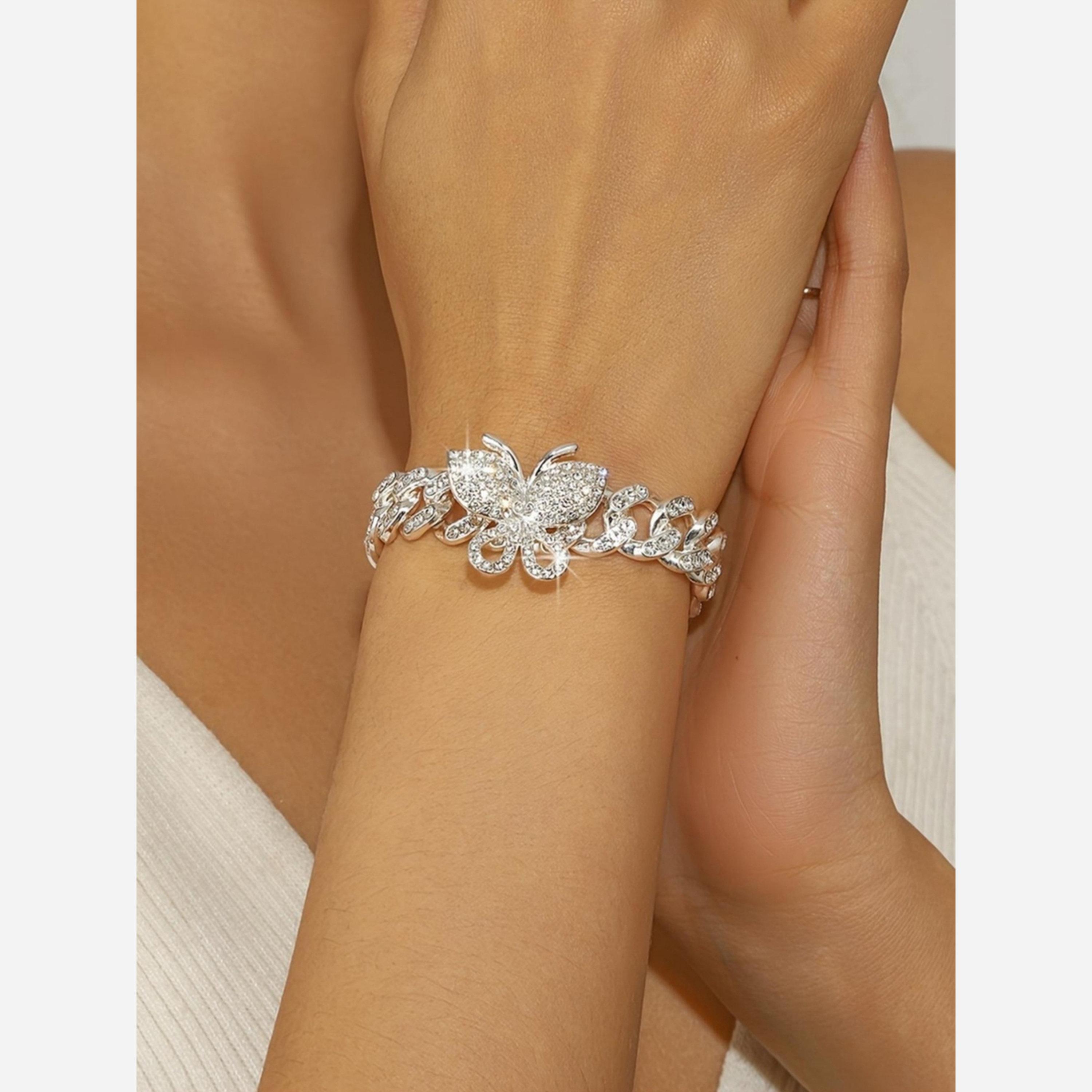 Take Two Silver Butterfly Cuban Chain Bracelet-women-watchesandjewellery-jewellery-banglesandbracelets-image-2