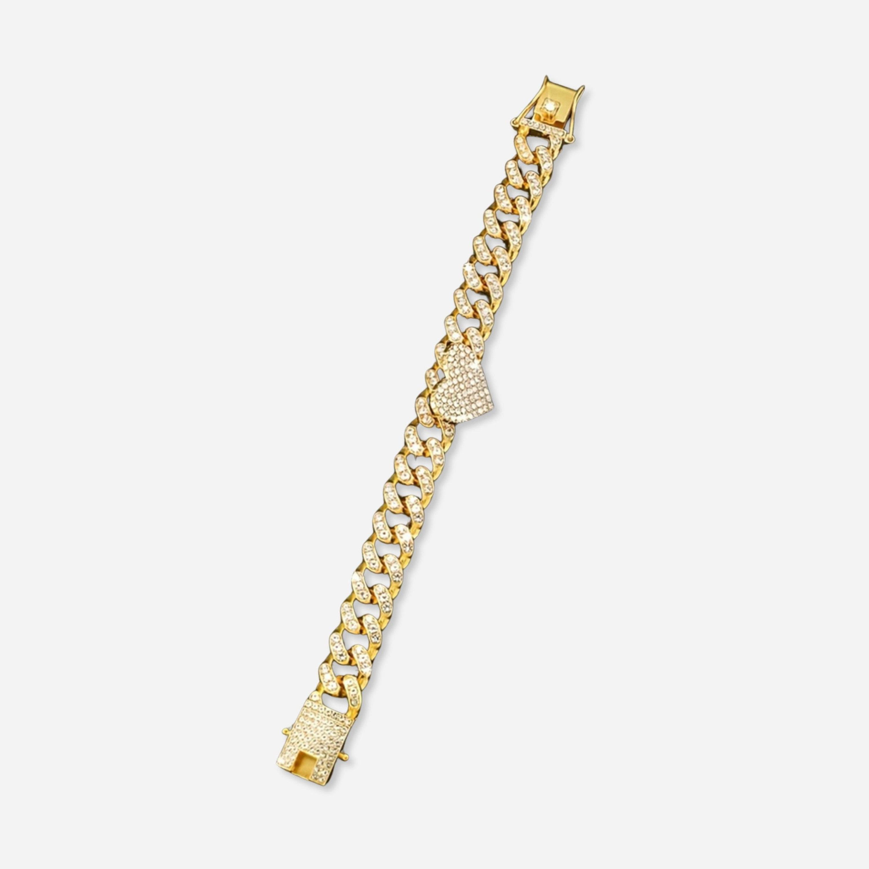 تيك تو - سوار سلسلة ذهبي مزين على شكل قلب-women-watchesandjewellery-jewellery-banglesandbracelets-image-1