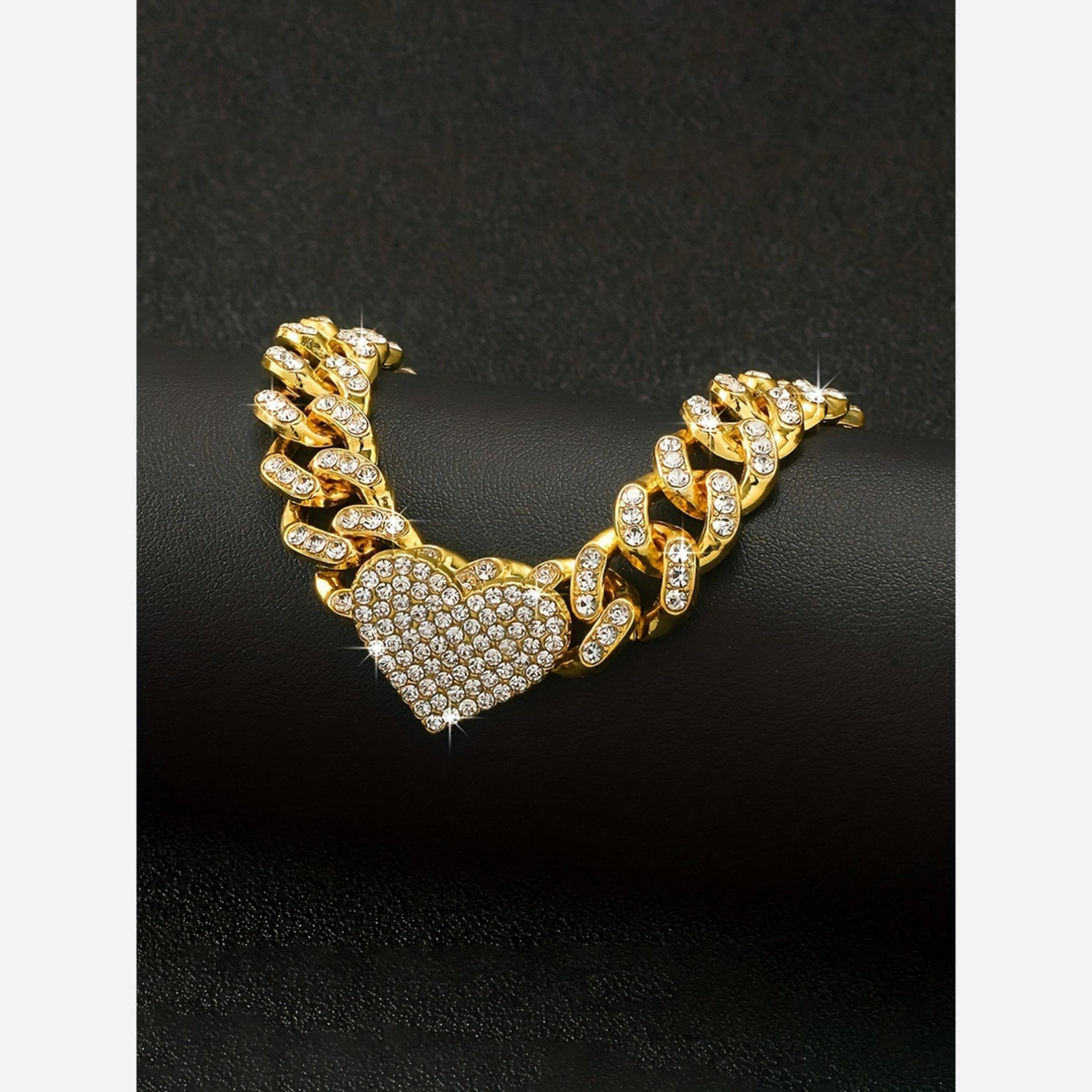 تيك تو - سوار سلسلة ذهبي مزين على شكل قلب-women-watchesandjewellery-jewellery-banglesandbracelets-image-3