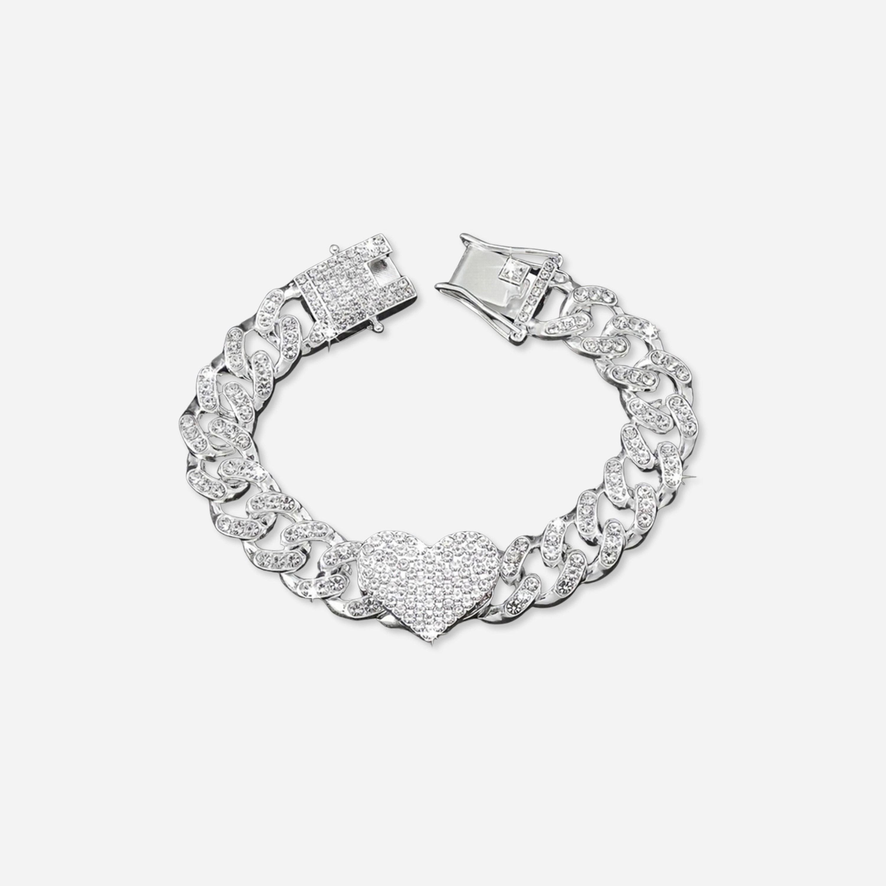 Take Two Sparkling Silver Heart Chain Bracelet-women-watchesandjewellery-jewellery-banglesandbracelets-image-1
