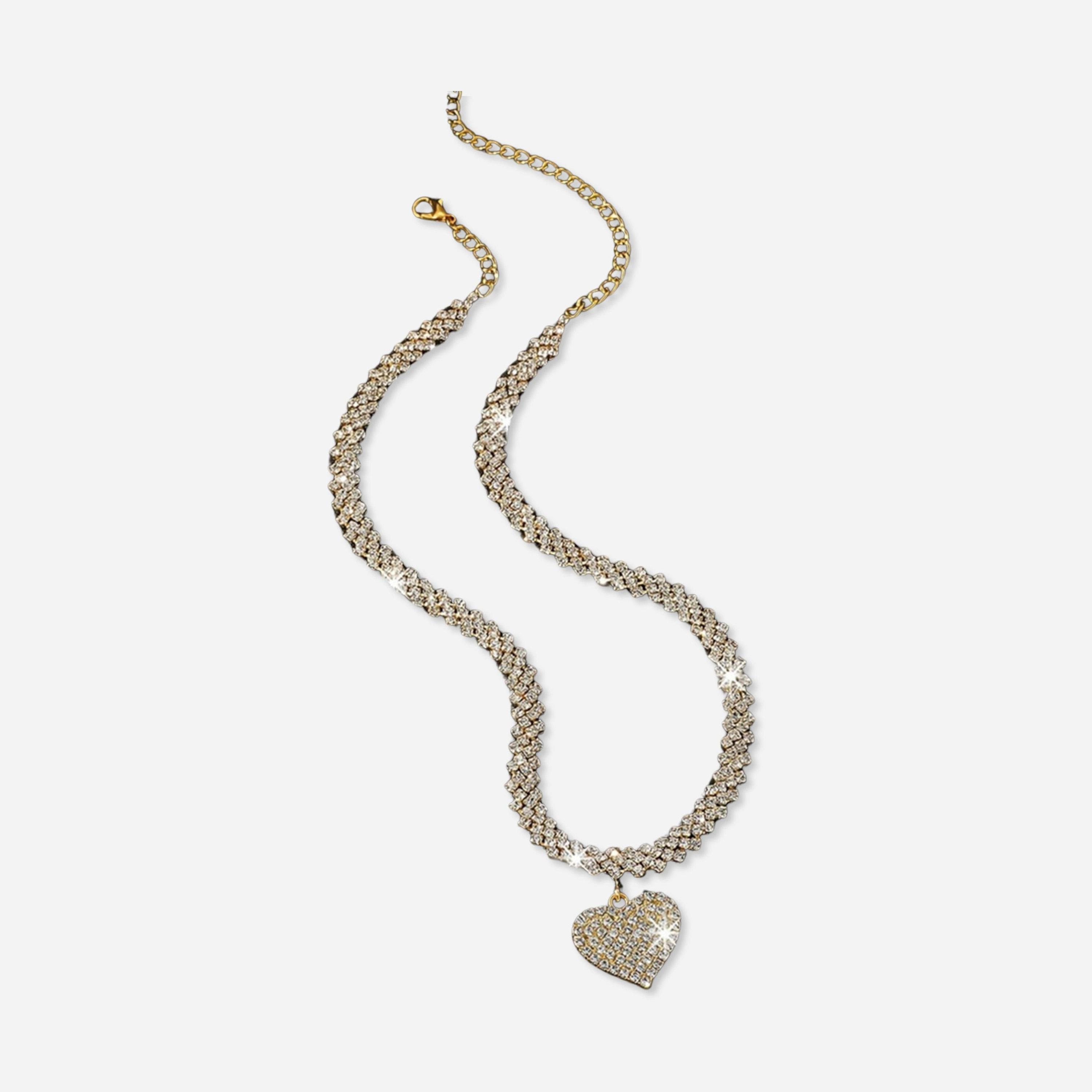 Take Two Sparkling Gold Heart Pendant Necklace-women-watchesandjewellery-jewellery-necklacesandpendants-image-1