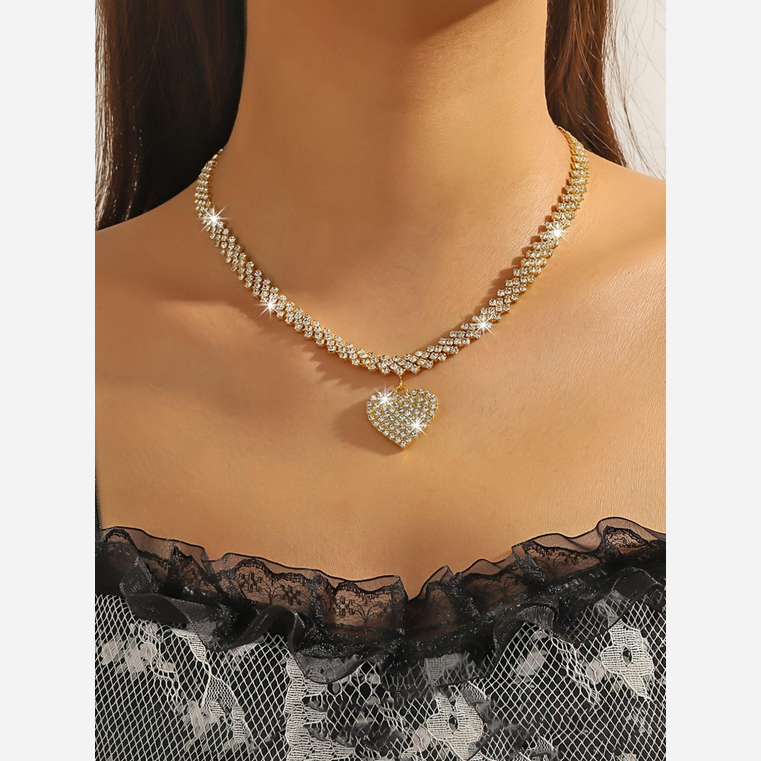 Take Two Sparkling Gold Heart Pendant Necklace-women-watchesandjewellery-jewellery-necklacesandpendants-image-2