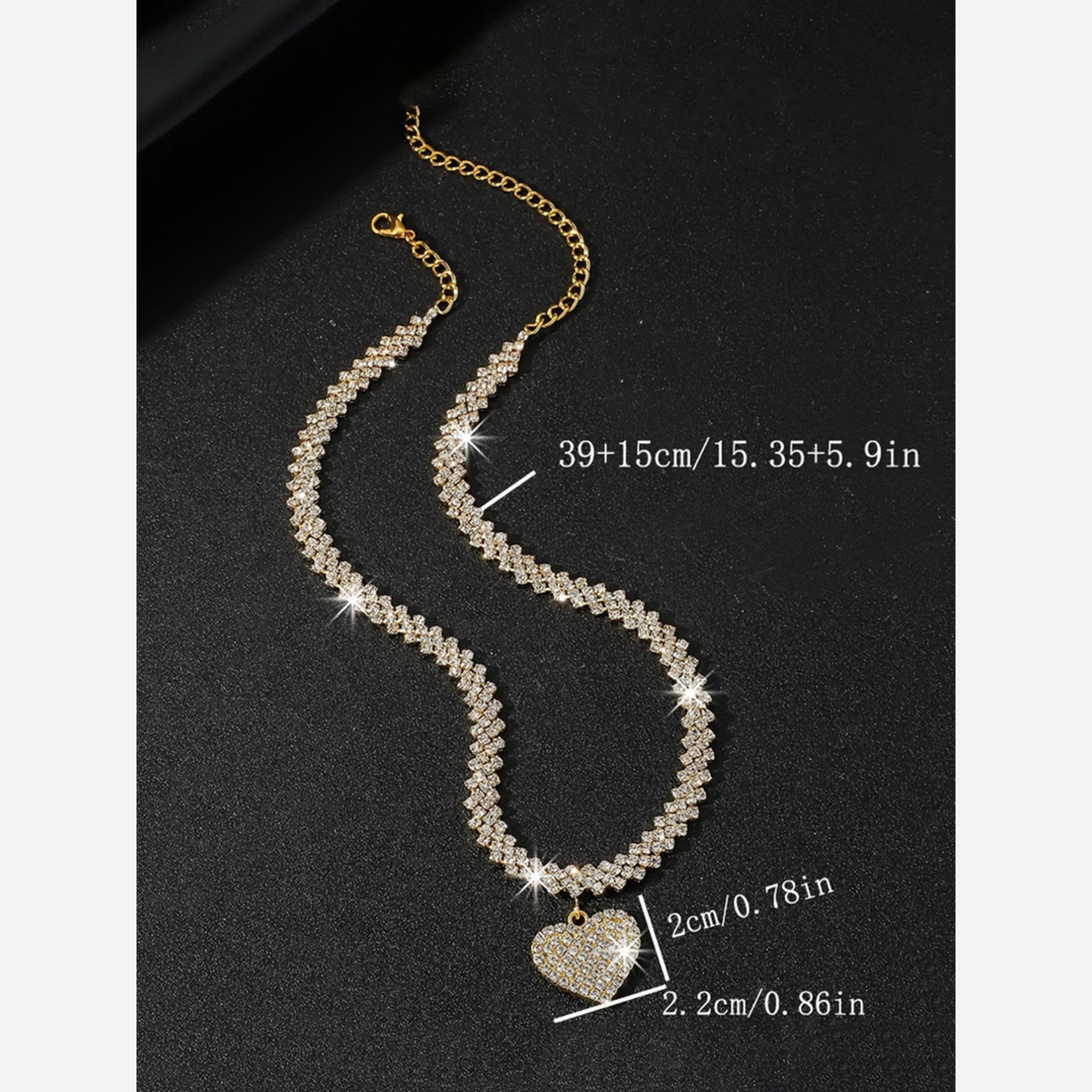 Take Two Sparkling Gold Heart Pendant Necklace-women-watchesandjewellery-jewellery-necklacesandpendants-image-3