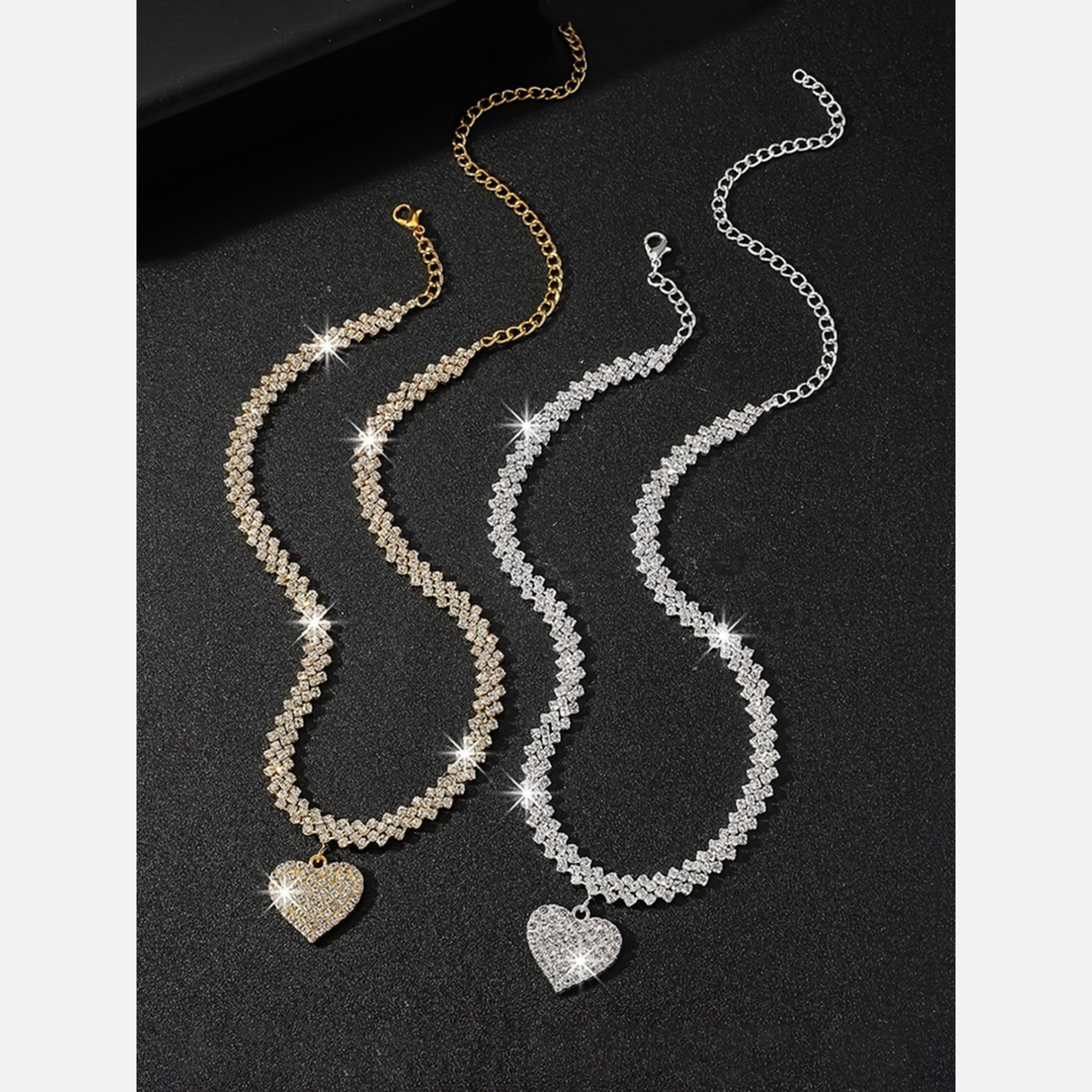 Take Two Sparkling Gold Heart Pendant Necklace-women-watchesandjewellery-jewellery-necklacesandpendants-image-4