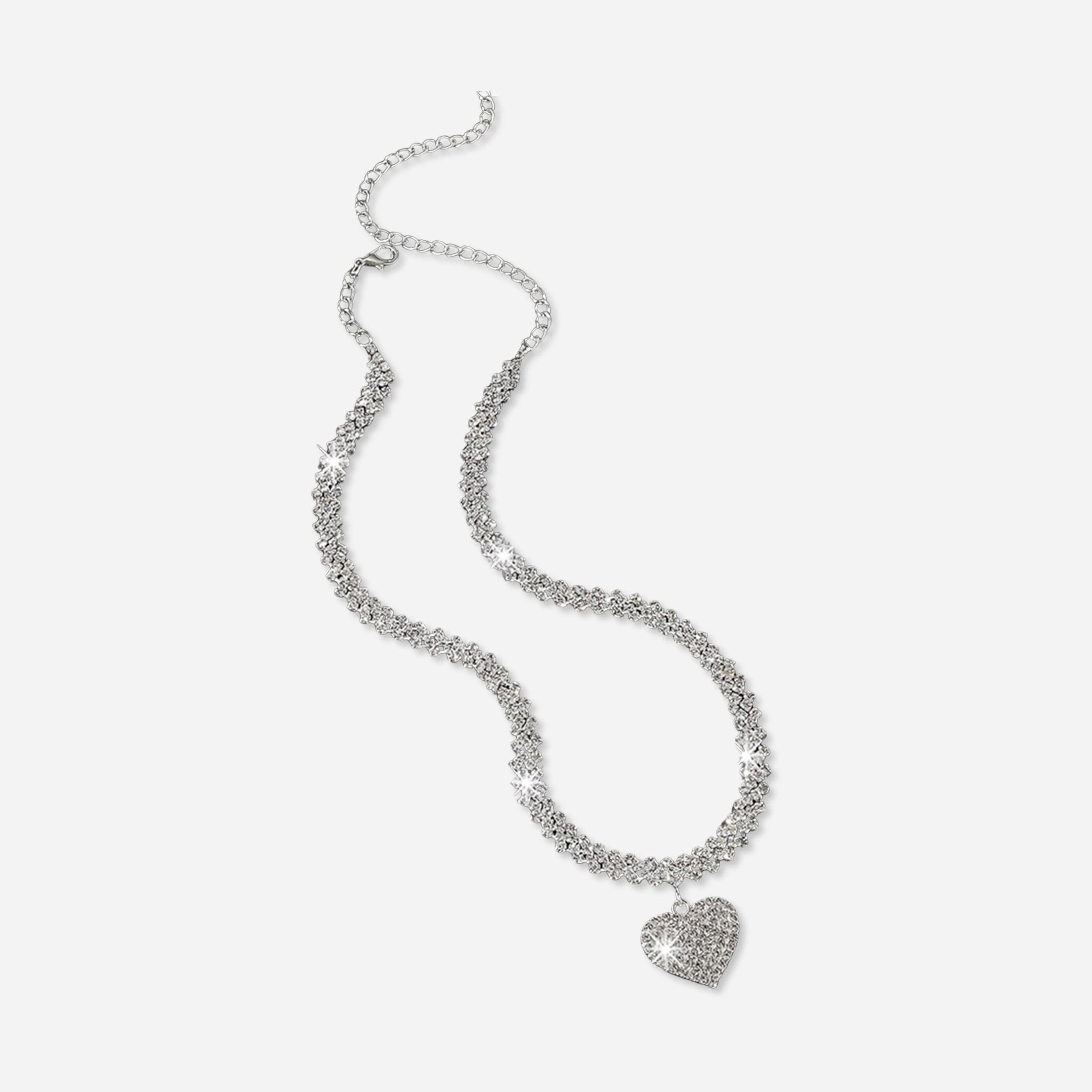 تيك تو - قلادة فضية لامعة على شكل قلب-women-watchesandjewellery-jewellery-necklacesandpendants-image-1