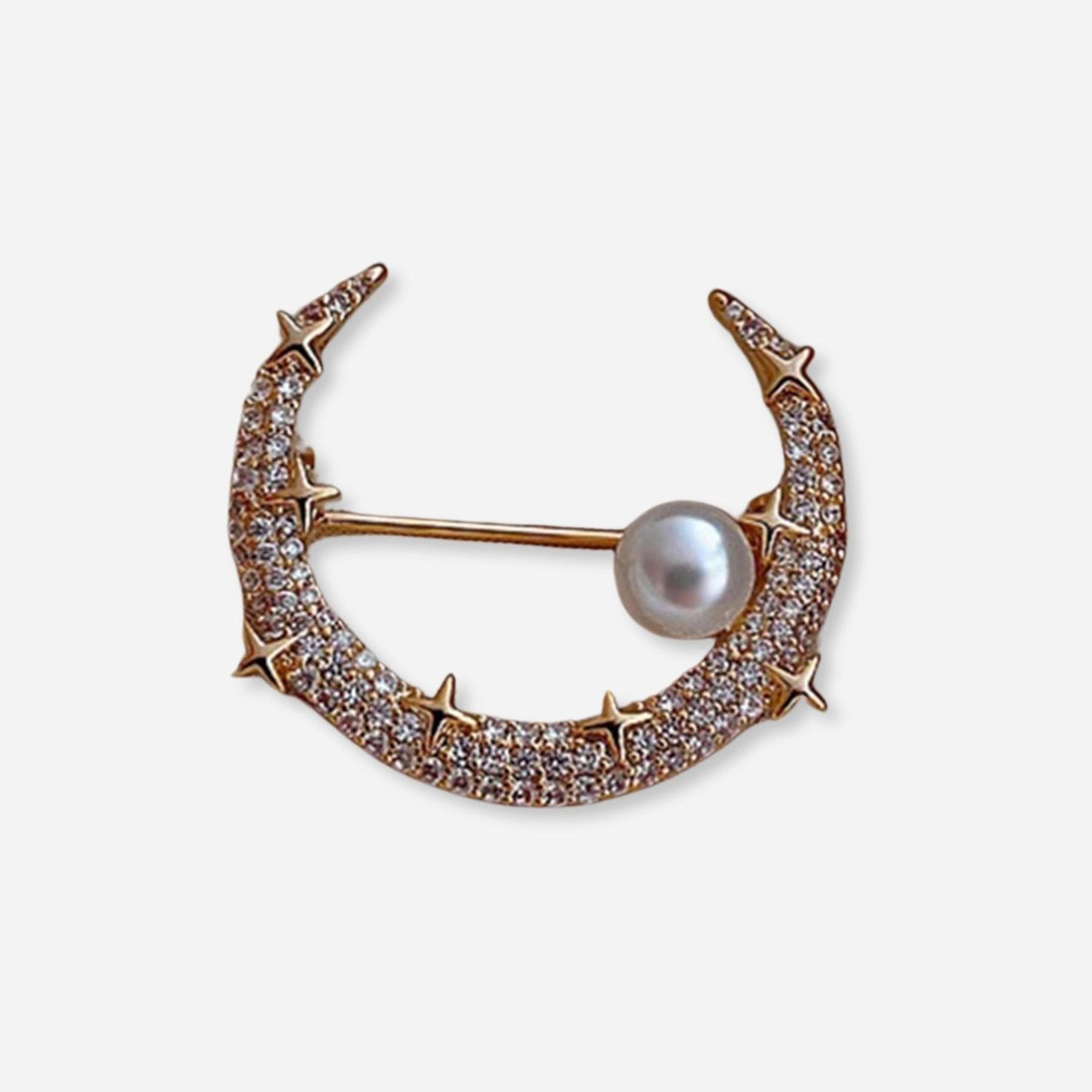 Take Two Gold Moon and Pearl Brooch-women-watchesandjewellery-jewellery-brooches-image-1