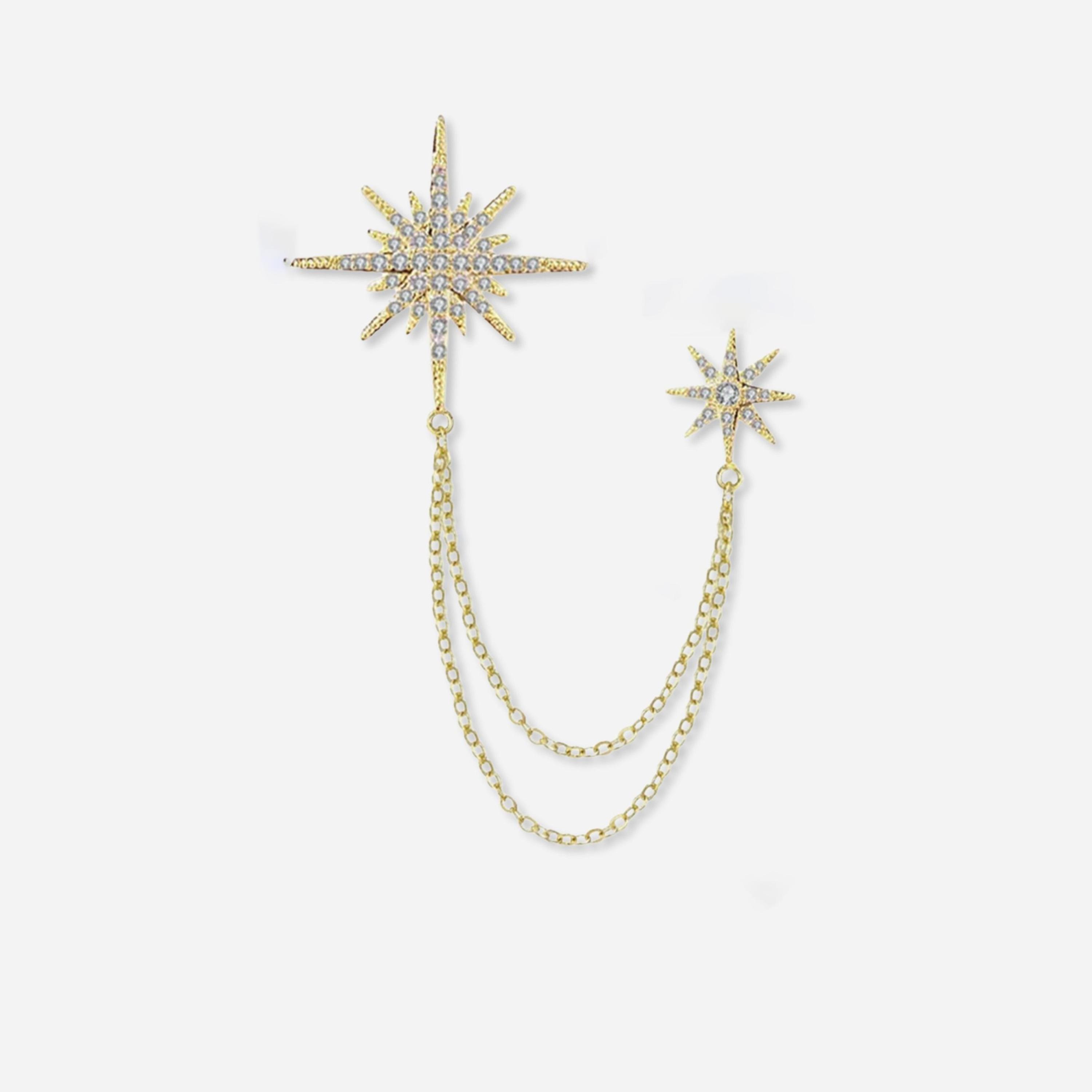 Take Two Gold Starburst Chain Brooch-women-watchesandjewellery-jewellery-brooches-image-1