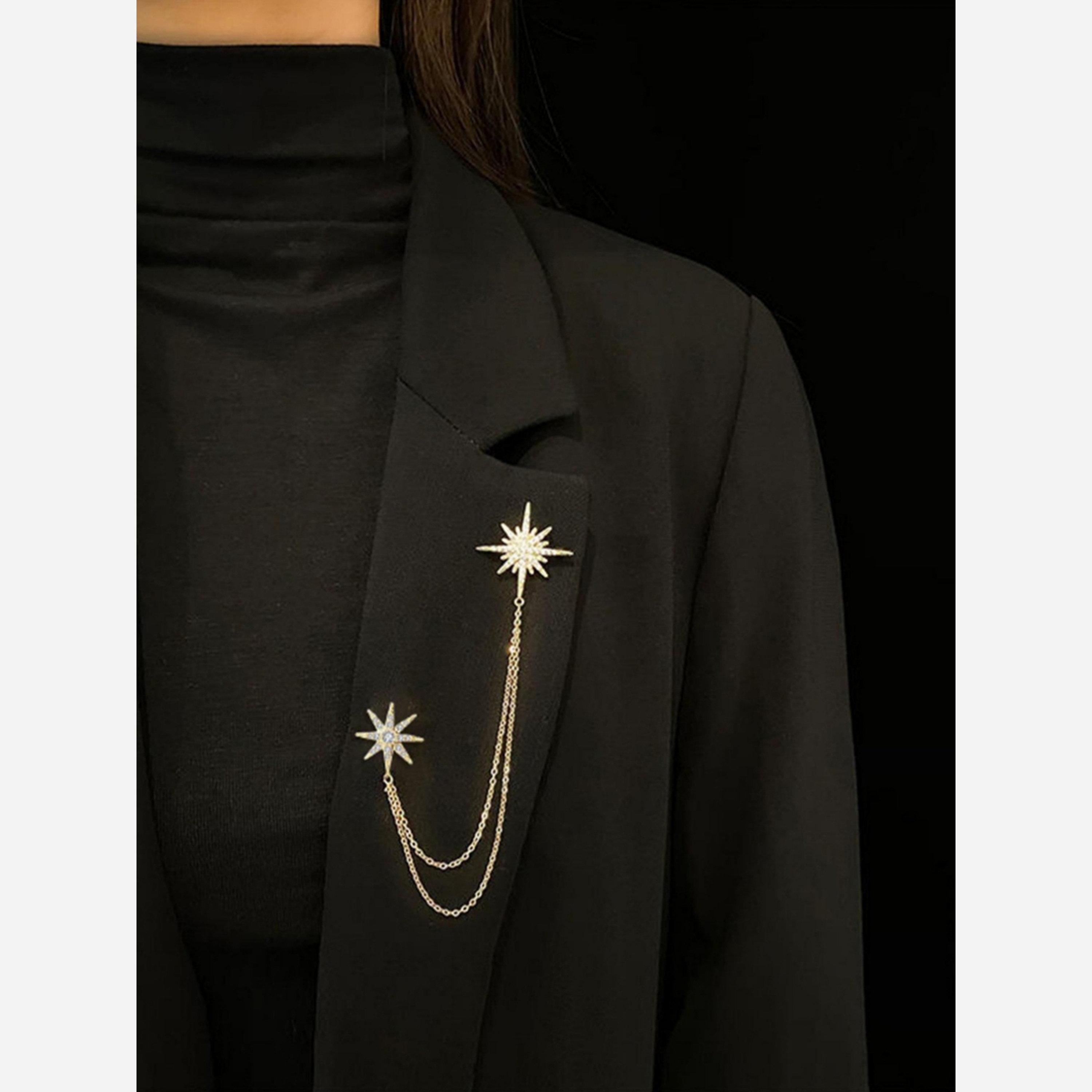 تيك تو - بروش سلسلة ذهبية على شكل نجمة-women-watchesandjewellery-jewellery-brooches-image-2