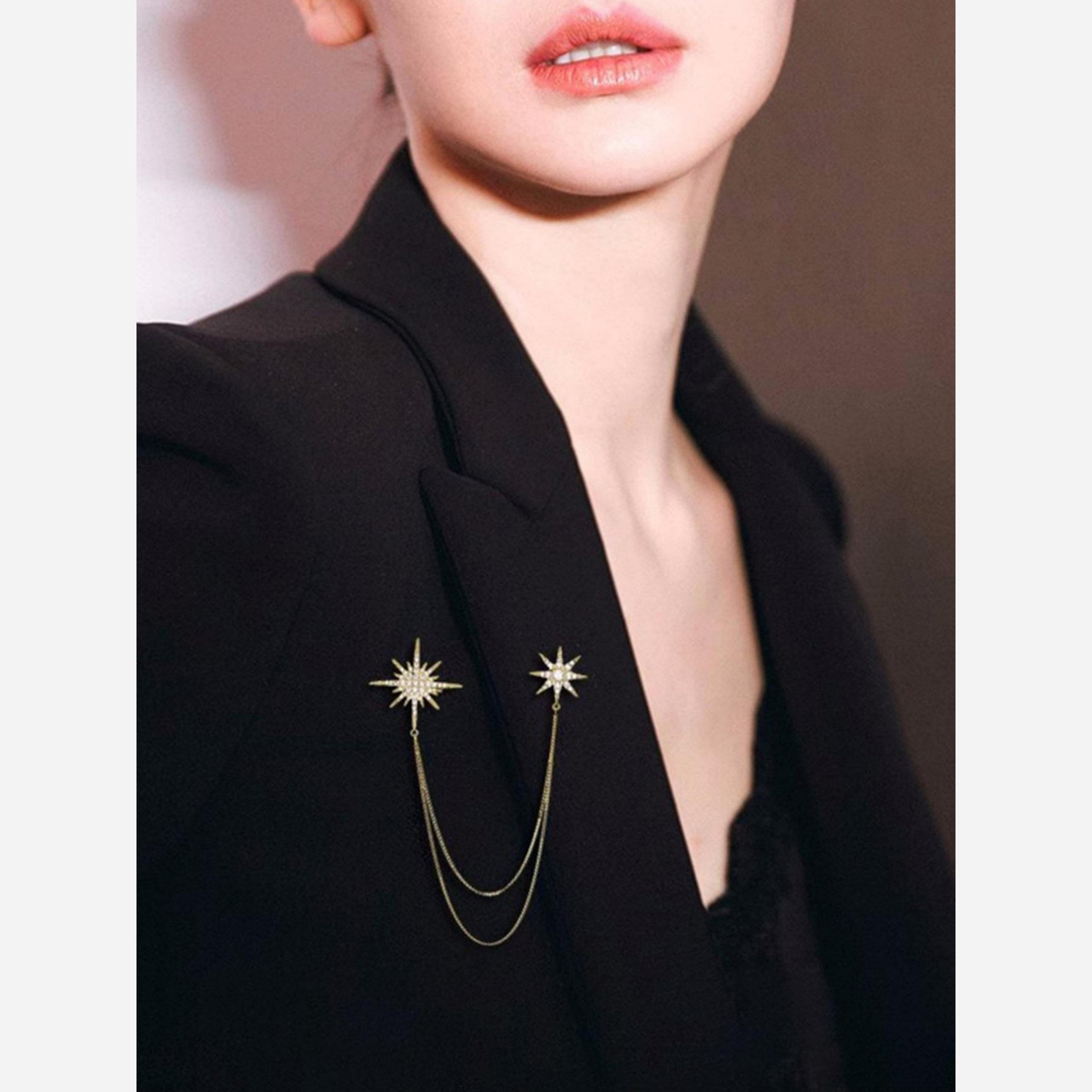 Take Two Gold Starburst Chain Brooch-women-watchesandjewellery-jewellery-brooches-image-4