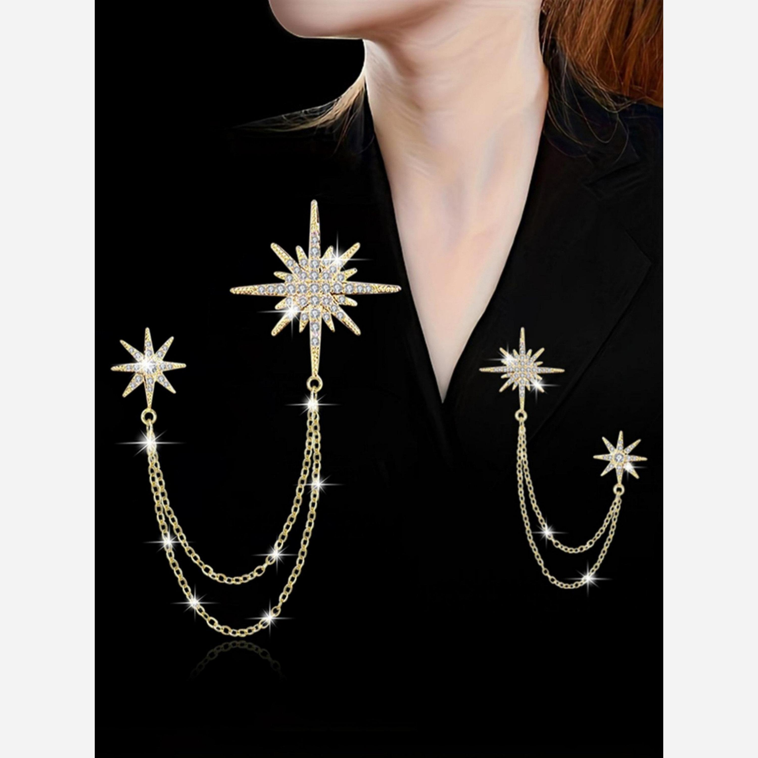 تيك تو - بروش سلسلة ذهبية على شكل نجمة-women-watchesandjewellery-jewellery-brooches-image-5