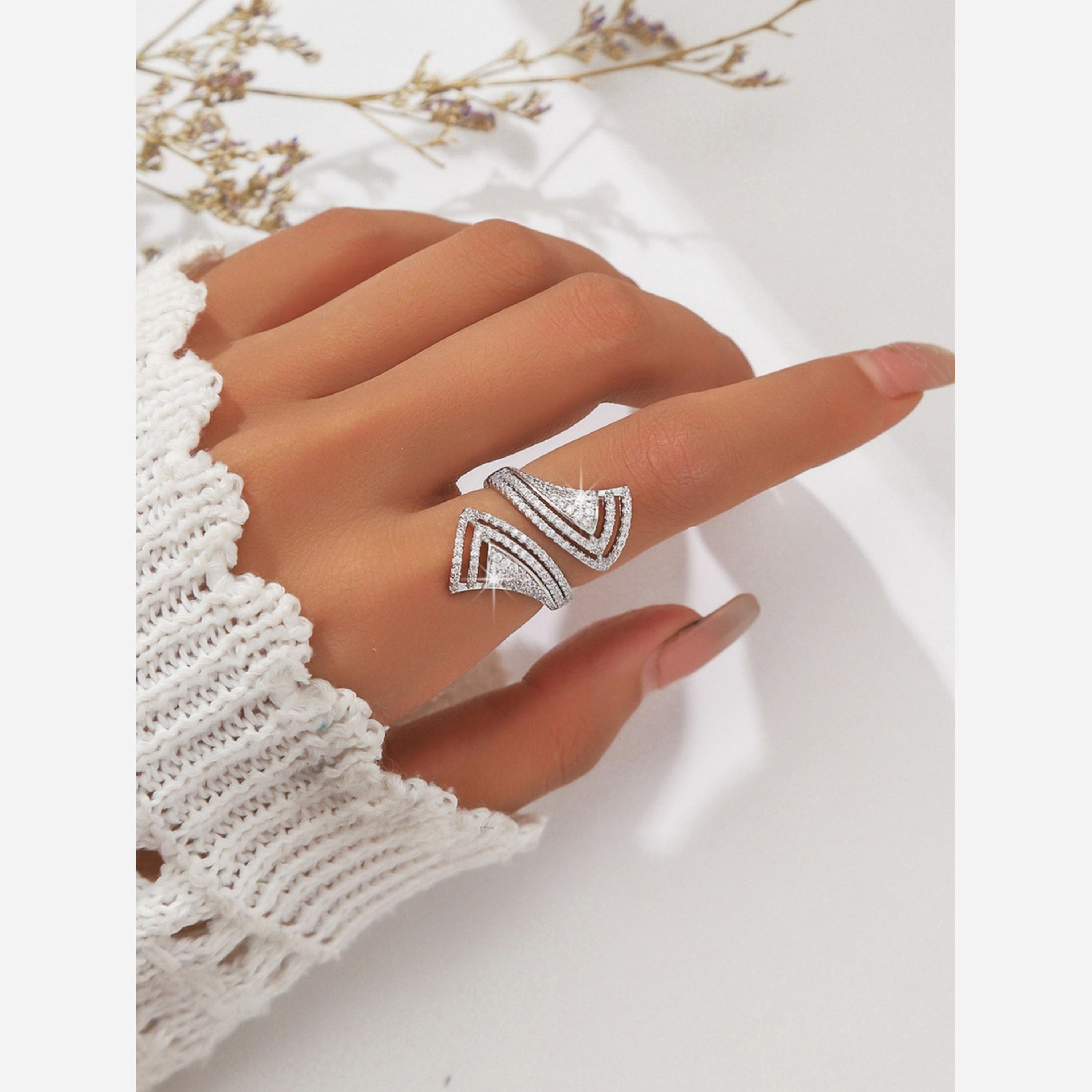 تيك تو - خاتم مفتوح هندسي من الفضة-women-watchesandjewellery-jewellery-rings-image-5