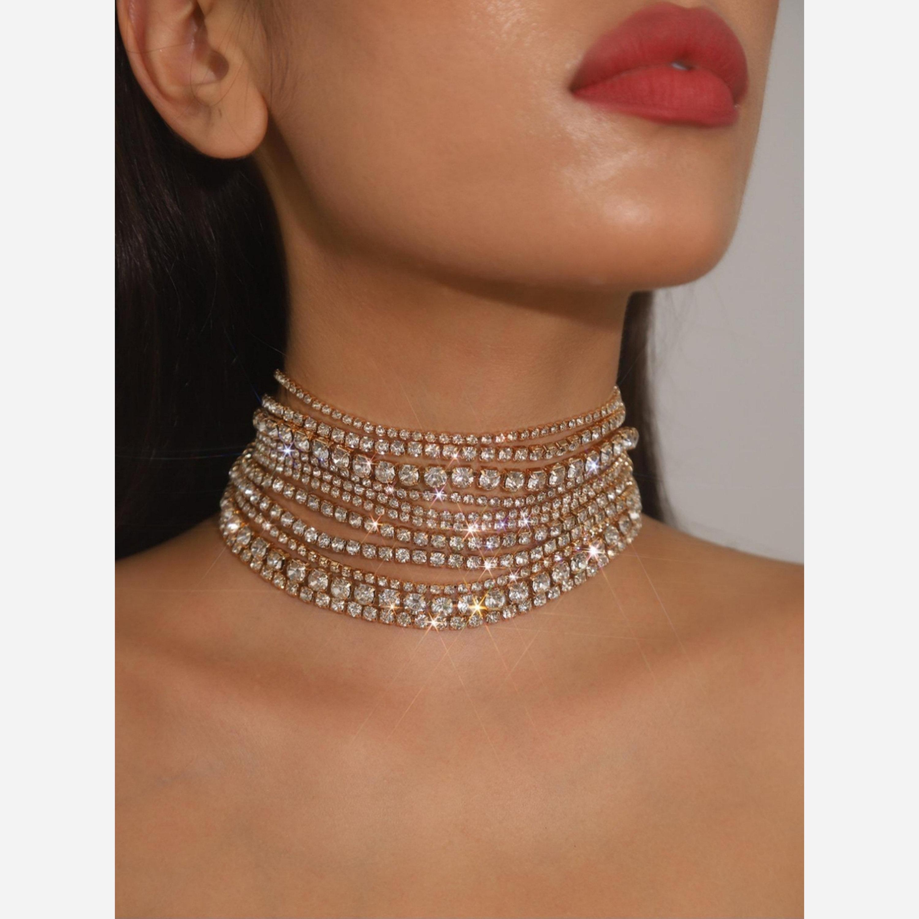 Take Two Gold Crystal Choker Necklace-women-watchesandjewellery-jewellery-necklacesandpendants-image-2