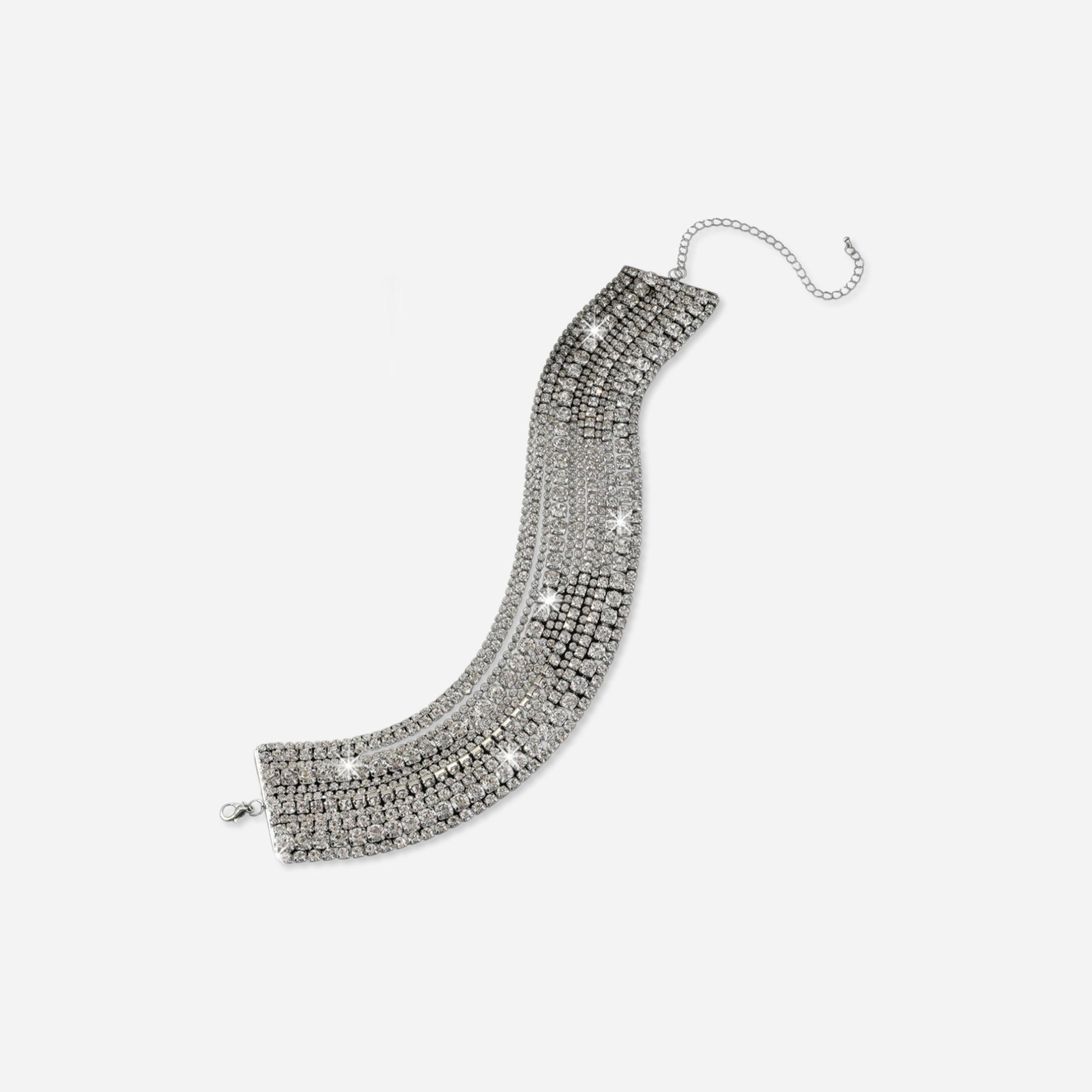 Take Two Silver Crystal Layered Choker Necklace-women-watchesandjewellery-jewellery-necklacesandpendants-image-1