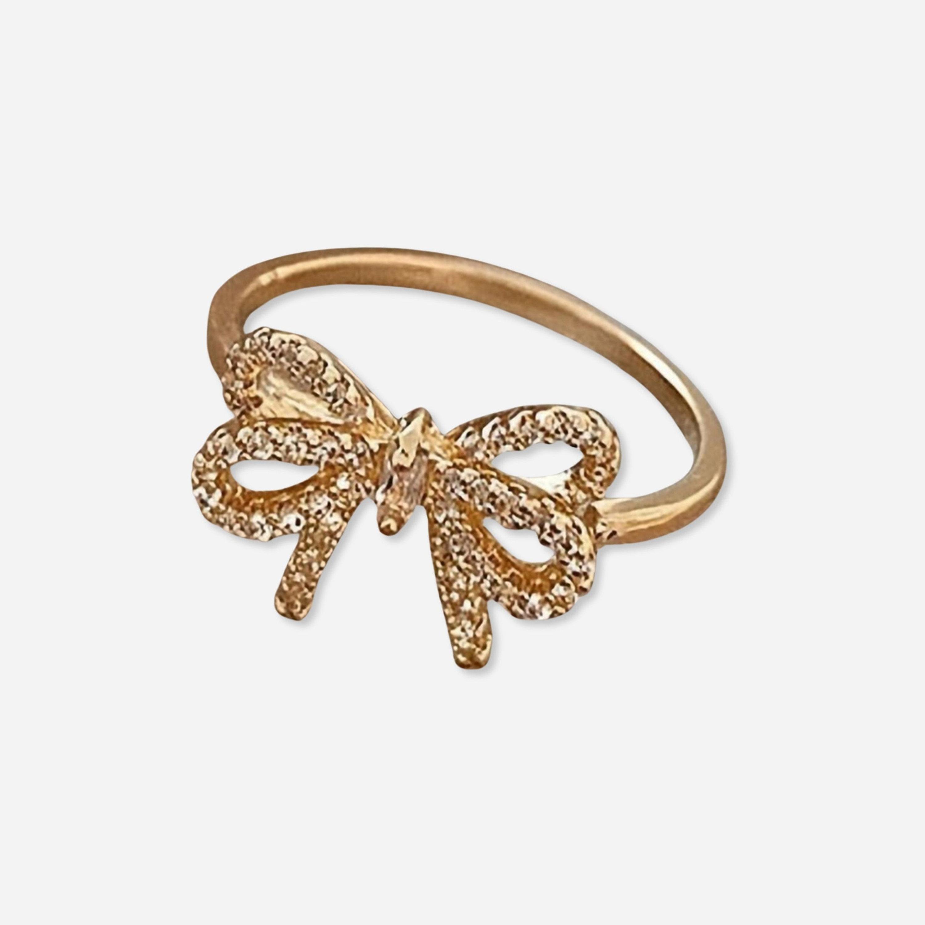 Take Two Embellished Gold Bow Ring-women-watchesandjewellery-jewellery-rings-image-1