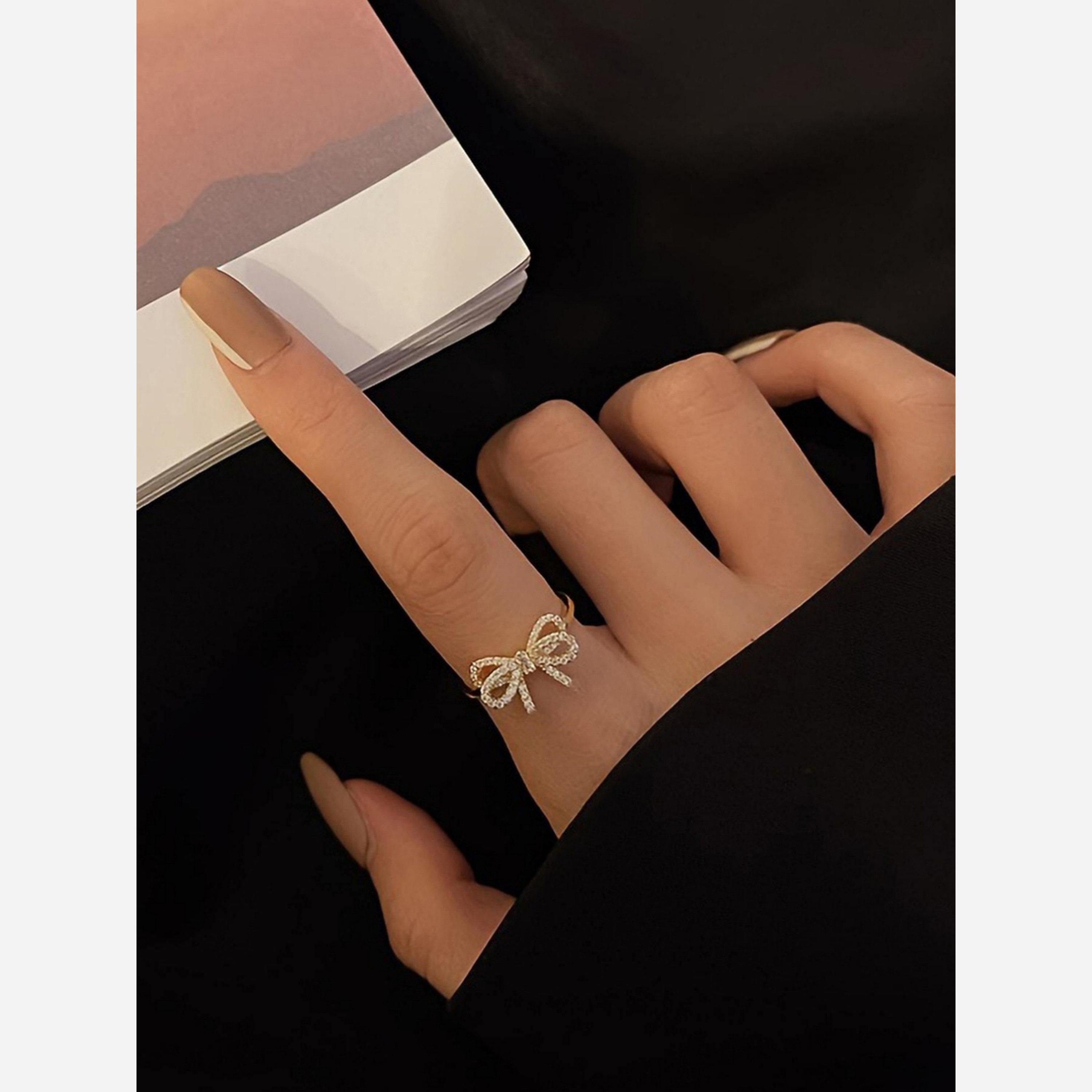 Take Two Embellished Gold Bow Ring-women-watchesandjewellery-jewellery-rings-image-2
