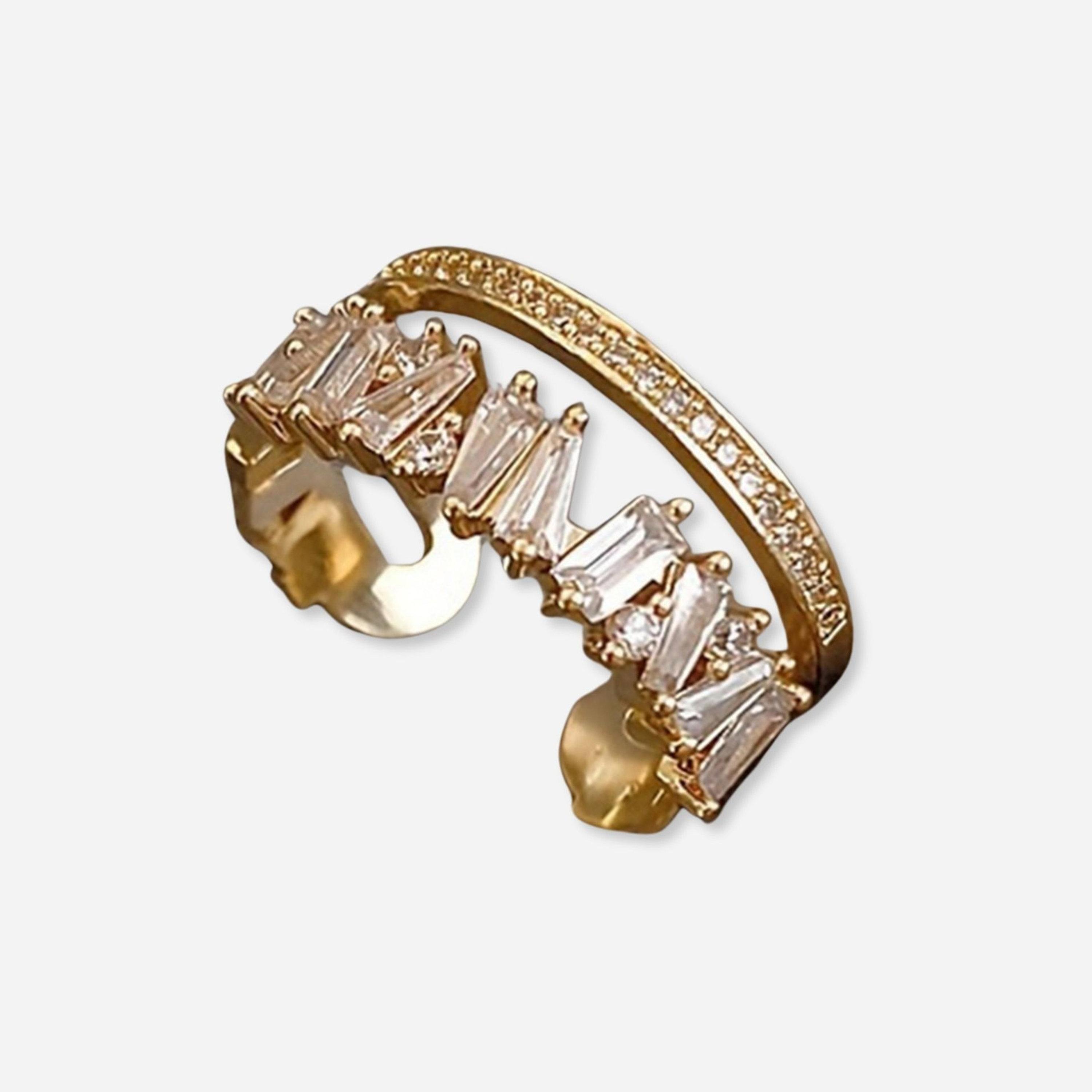 Take Two Gold Open Ring with Baguette Crystals-women-watchesandjewellery-jewellery-rings-image-1