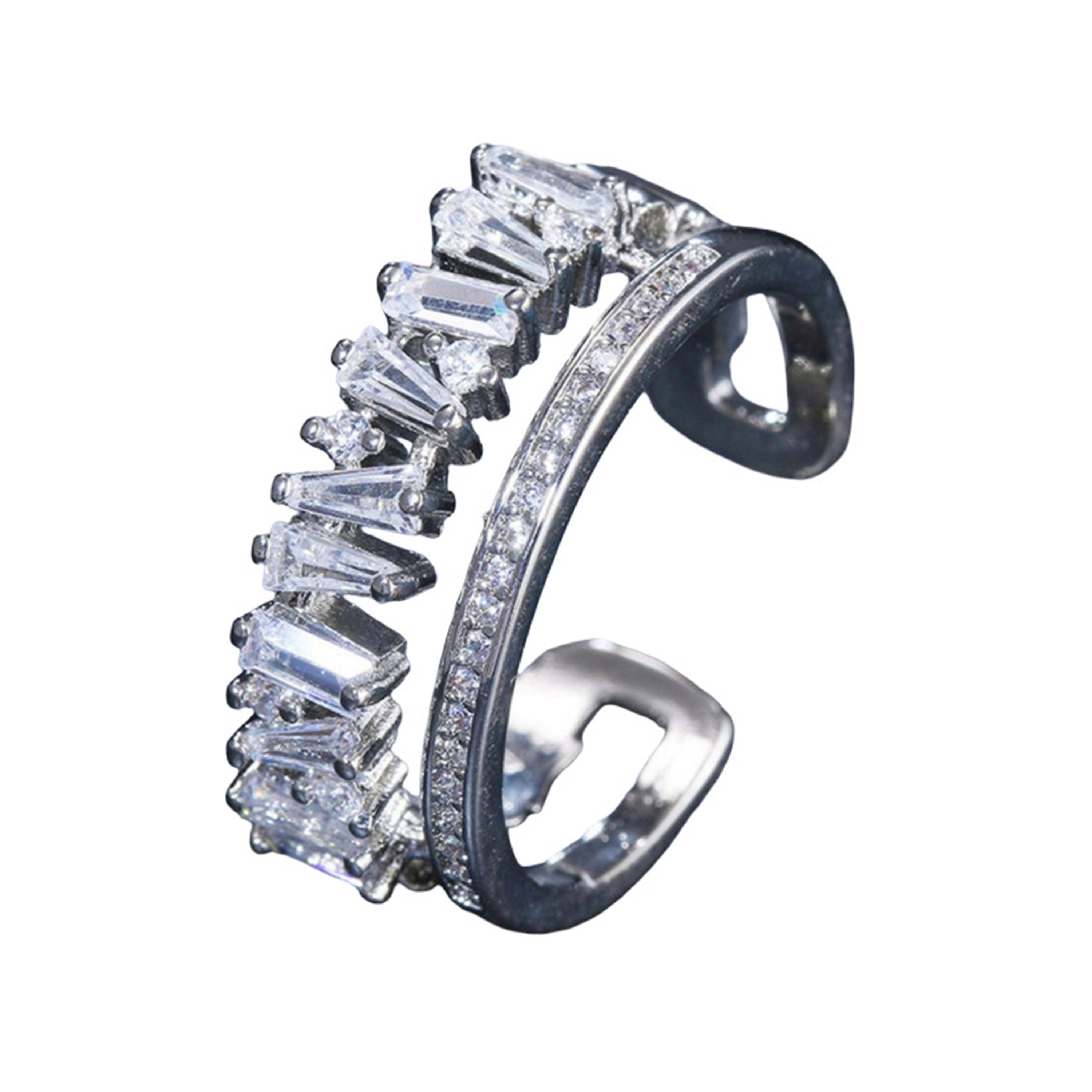Take Two Silver Embellished Double Circle Open Ring-women-watchesandjewellery-jewellery-rings-image-1