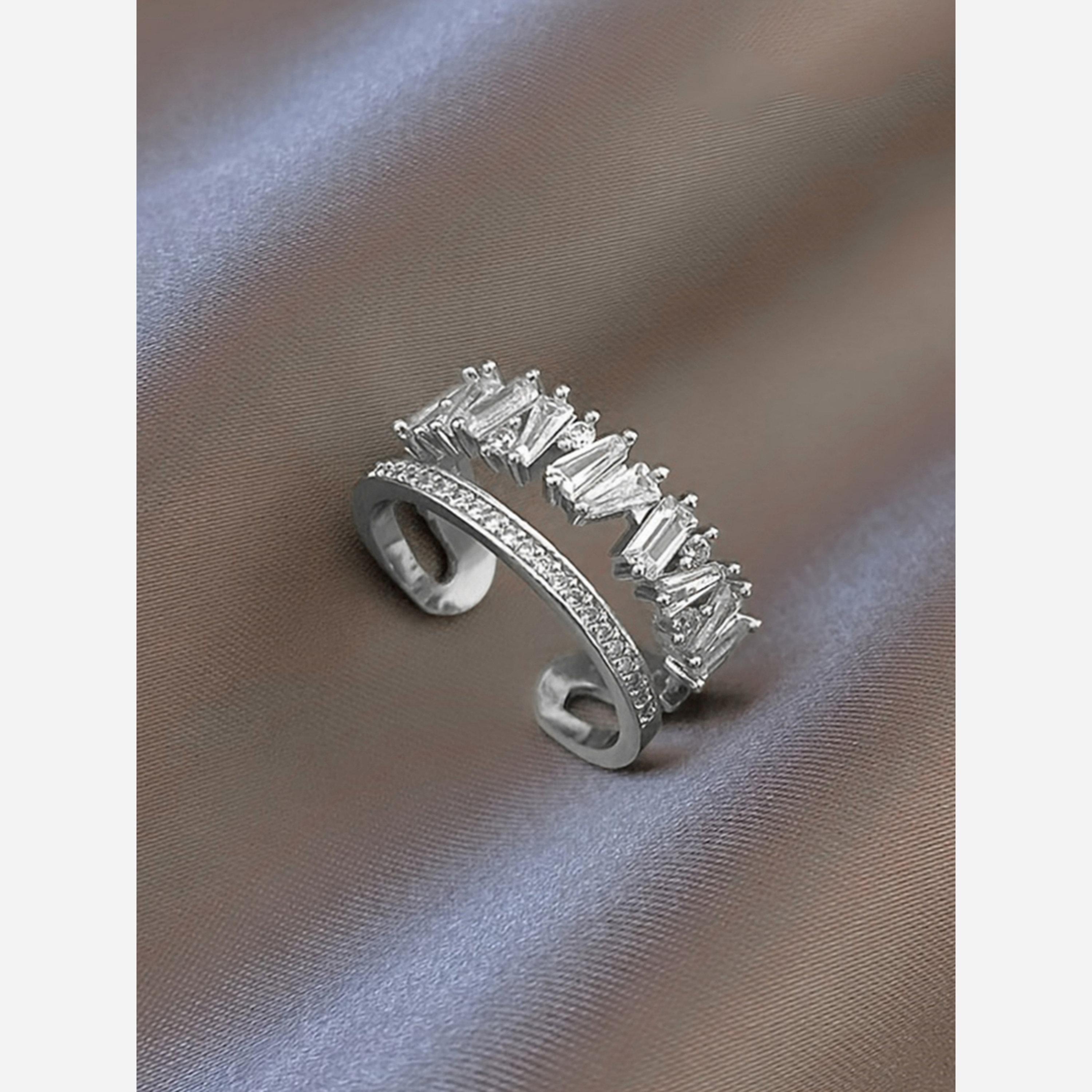 Take Two Silver Embellished Double Circle Open Ring-women-watchesandjewellery-jewellery-rings-image-3