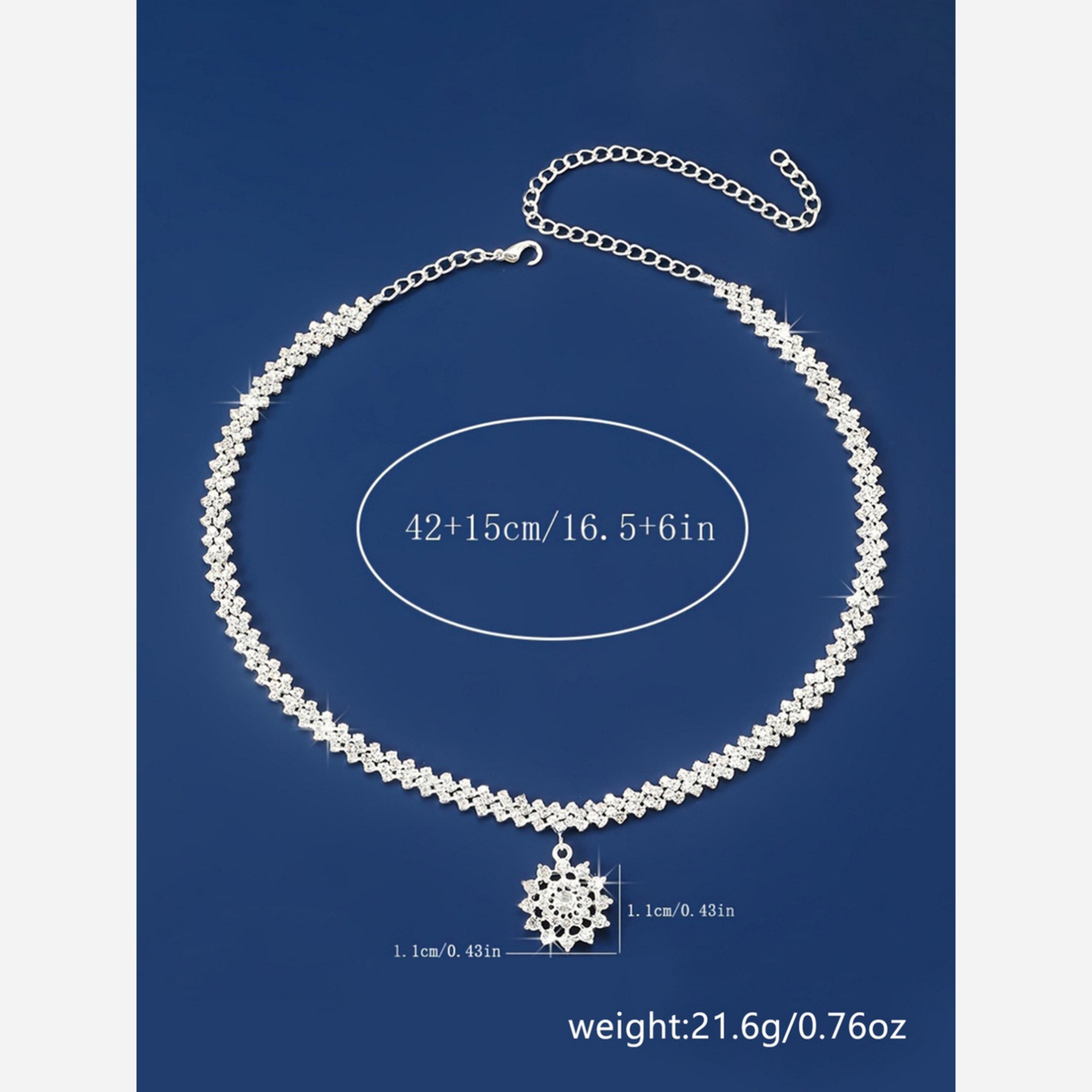 تيك تو - قلادة فضية مزينة بحلية على شكل زهرة ثلجية مرصعة بالكريستال-women-watchesandjewellery-jewellery-necklacesandpendants-image-6