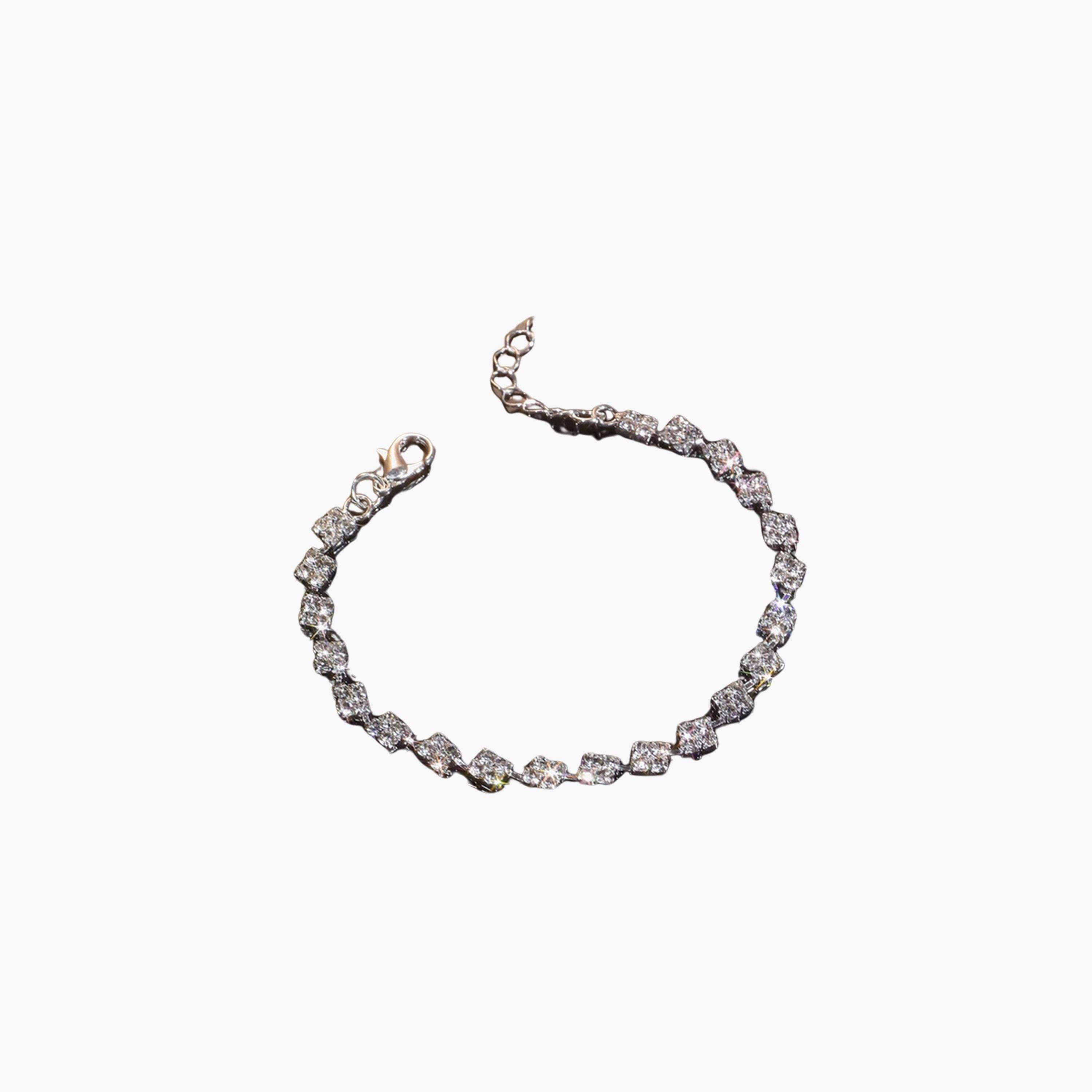Take Two Embellished Sparkling Silver Floral Bracelet-women-watchesandjewellery-jewellery-banglesandbracelets-image-1