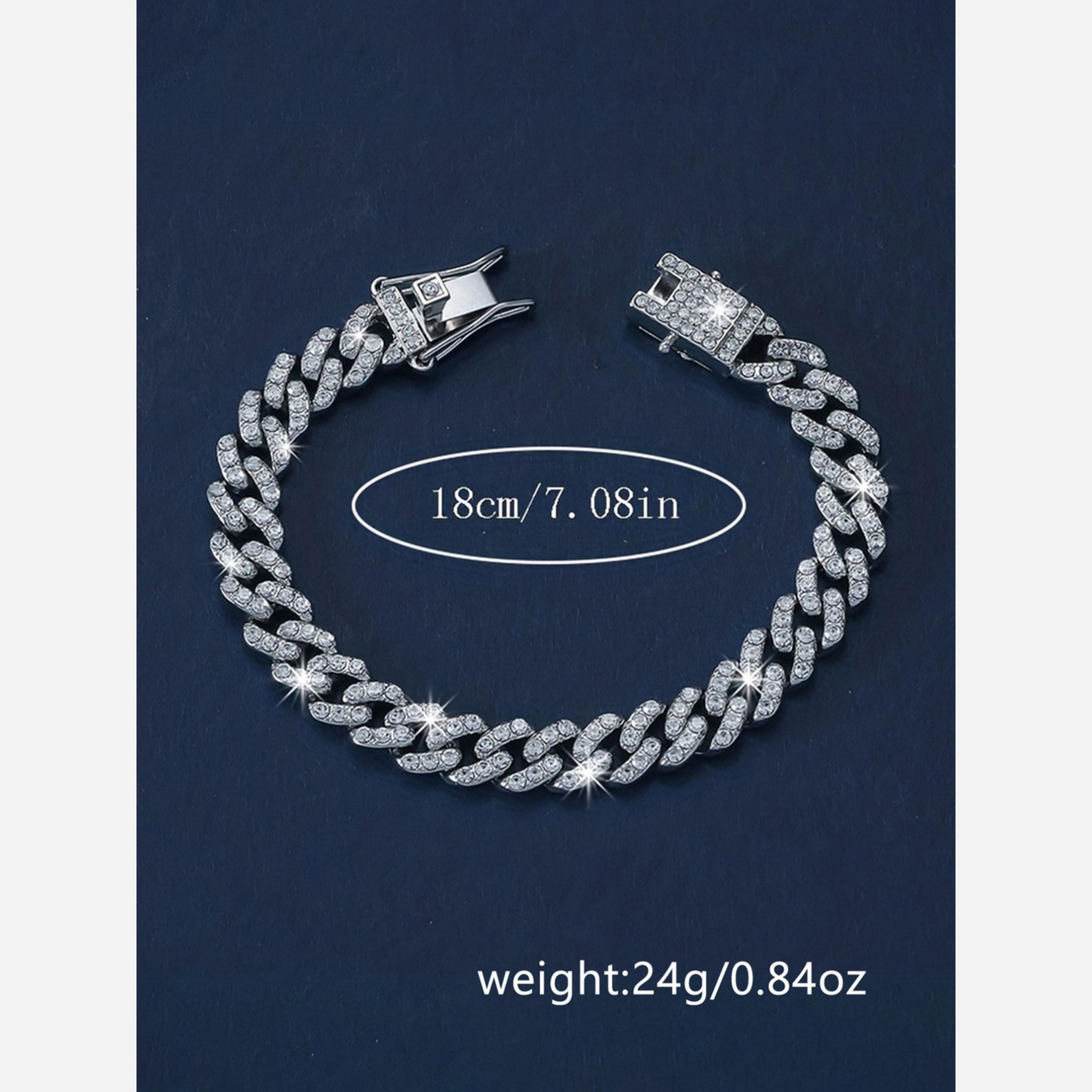 Take Two Silver Embellished Cuban Chain Bracelet-women-watchesandjewellery-jewellery-banglesandbracelets-image-6