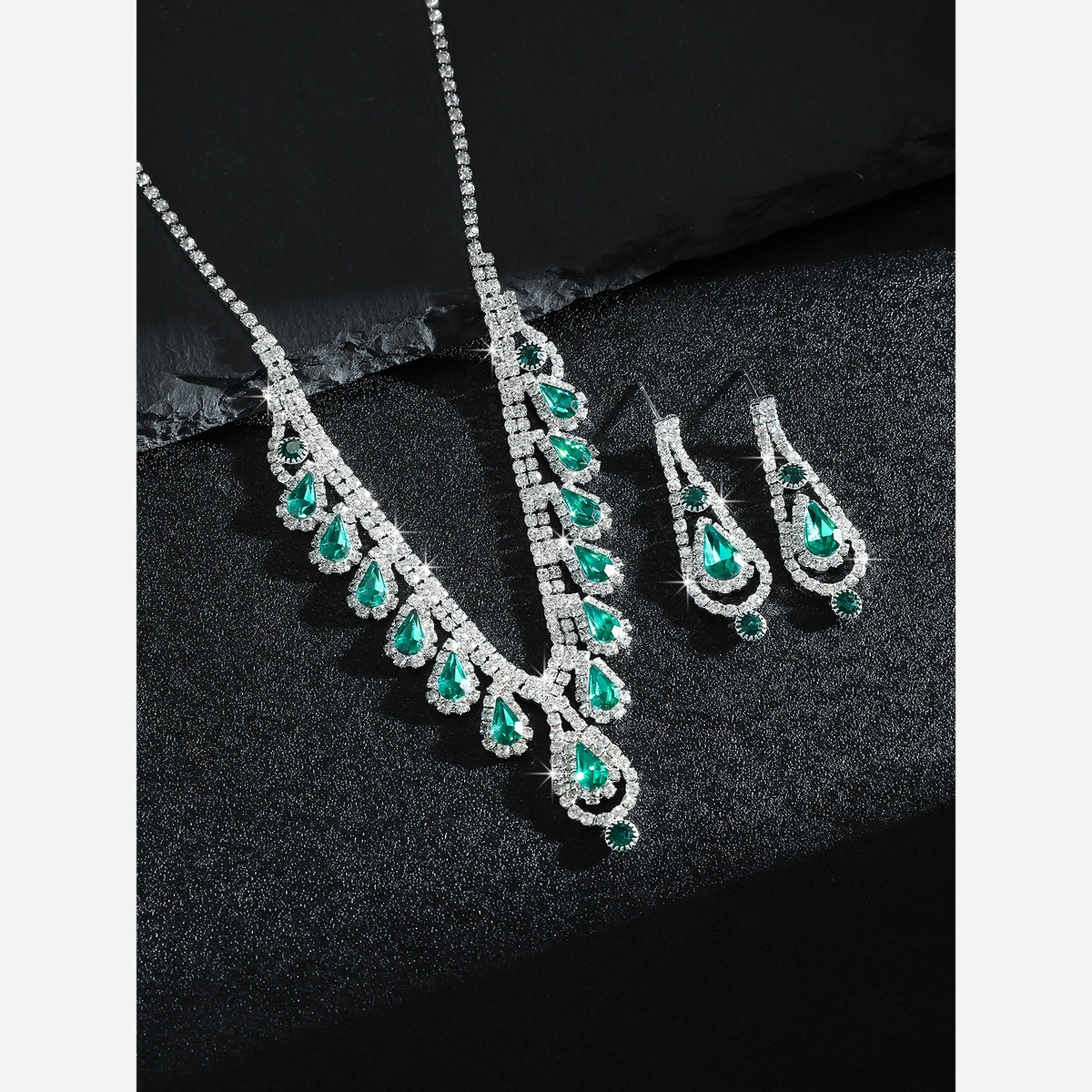 Take Two Emerald Green Crystal Necklace and Earrings Set-women-watchesandjewellery-jewellery-jewellerysets-image-3