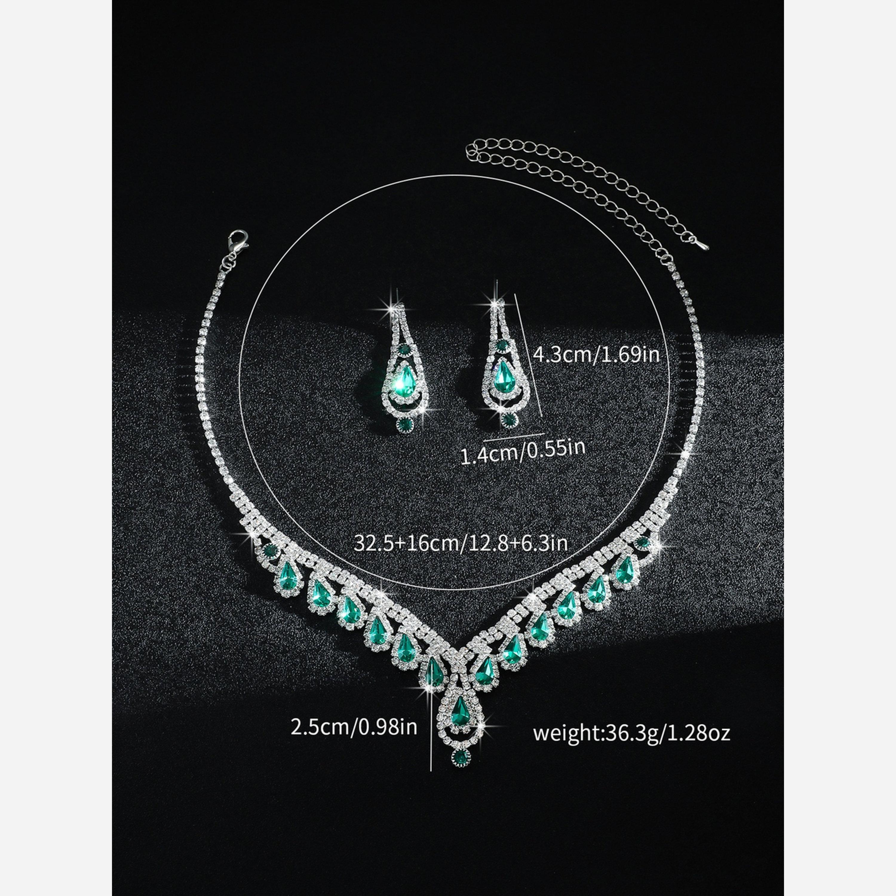 Take Two Emerald Green Crystal Necklace and Earrings Set-women-watchesandjewellery-jewellery-jewellerysets-image-5