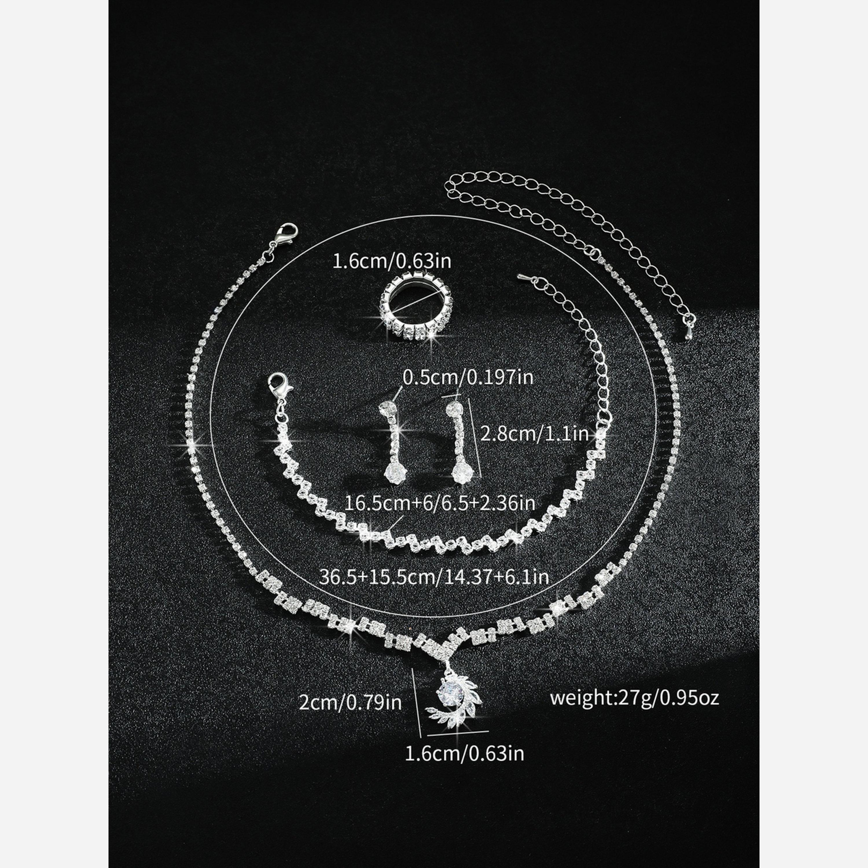 Take Two Silver Crystal Necklace with Earrings and Bracelet and Ring Set-women-watchesandjewellery-jewellery-jewellerysets-image-4