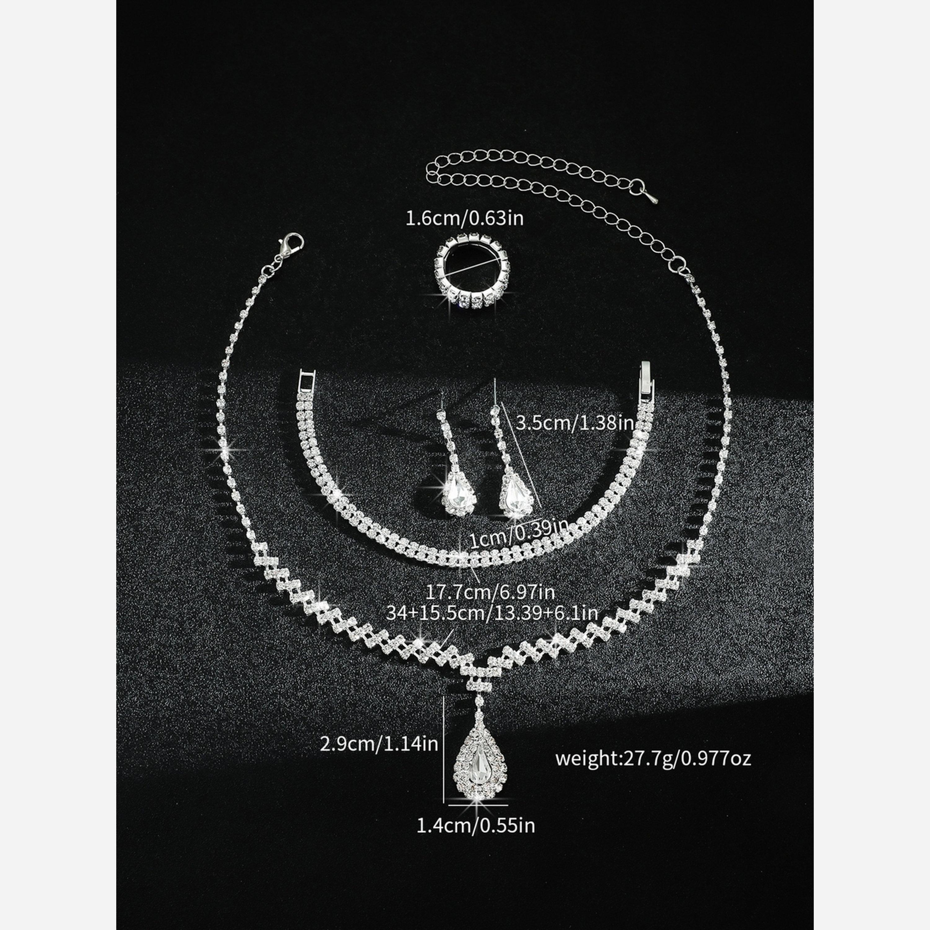 Take Two Silver Crystal Necklace with Earrings and Bracelet and Ring Set-women-watchesandjewellery-jewellery-jewellerysets-image-6