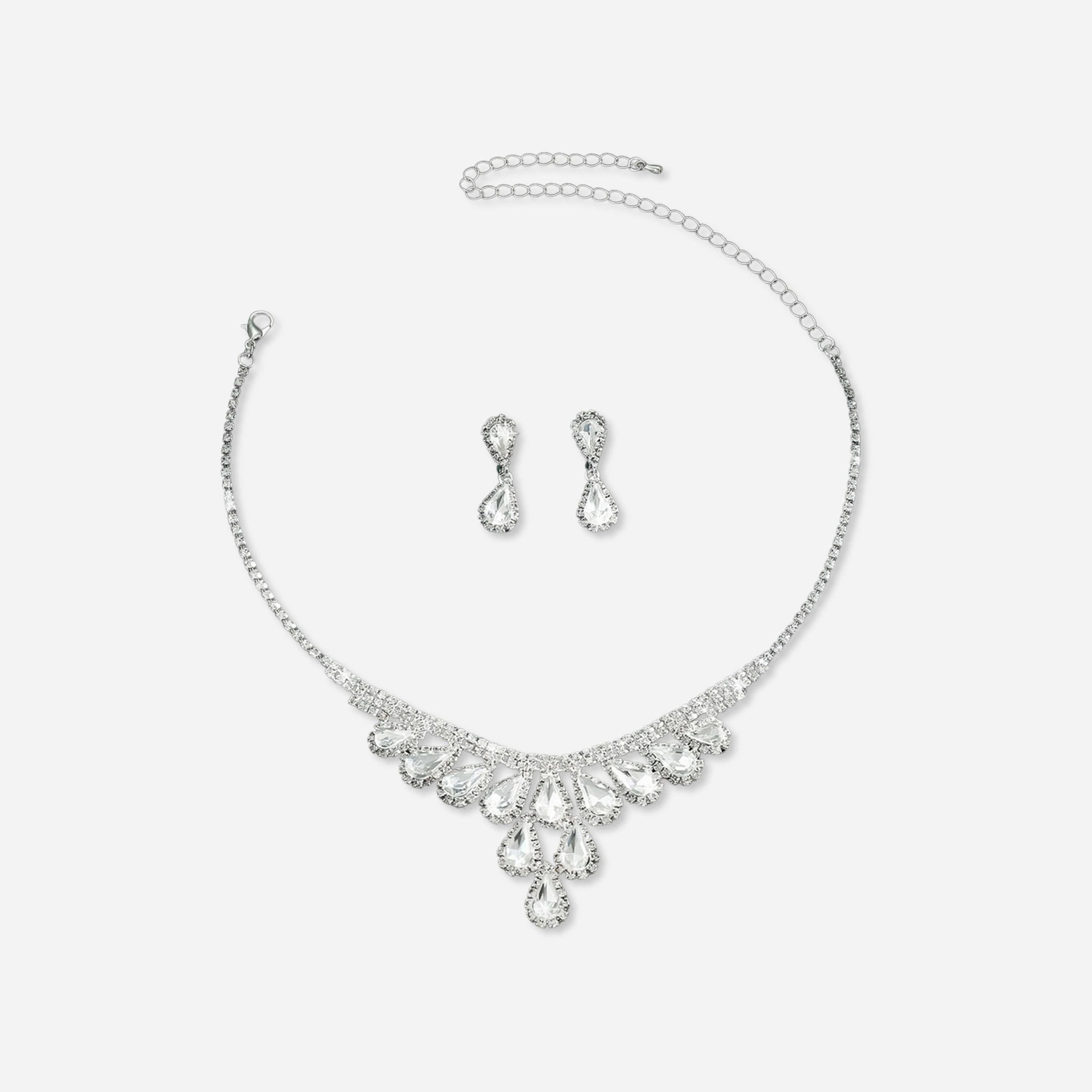 Take Two Silver Crystal Necklace with Earrings Set-women-watchesandjewellery-jewellery-jewellerysets-image-1