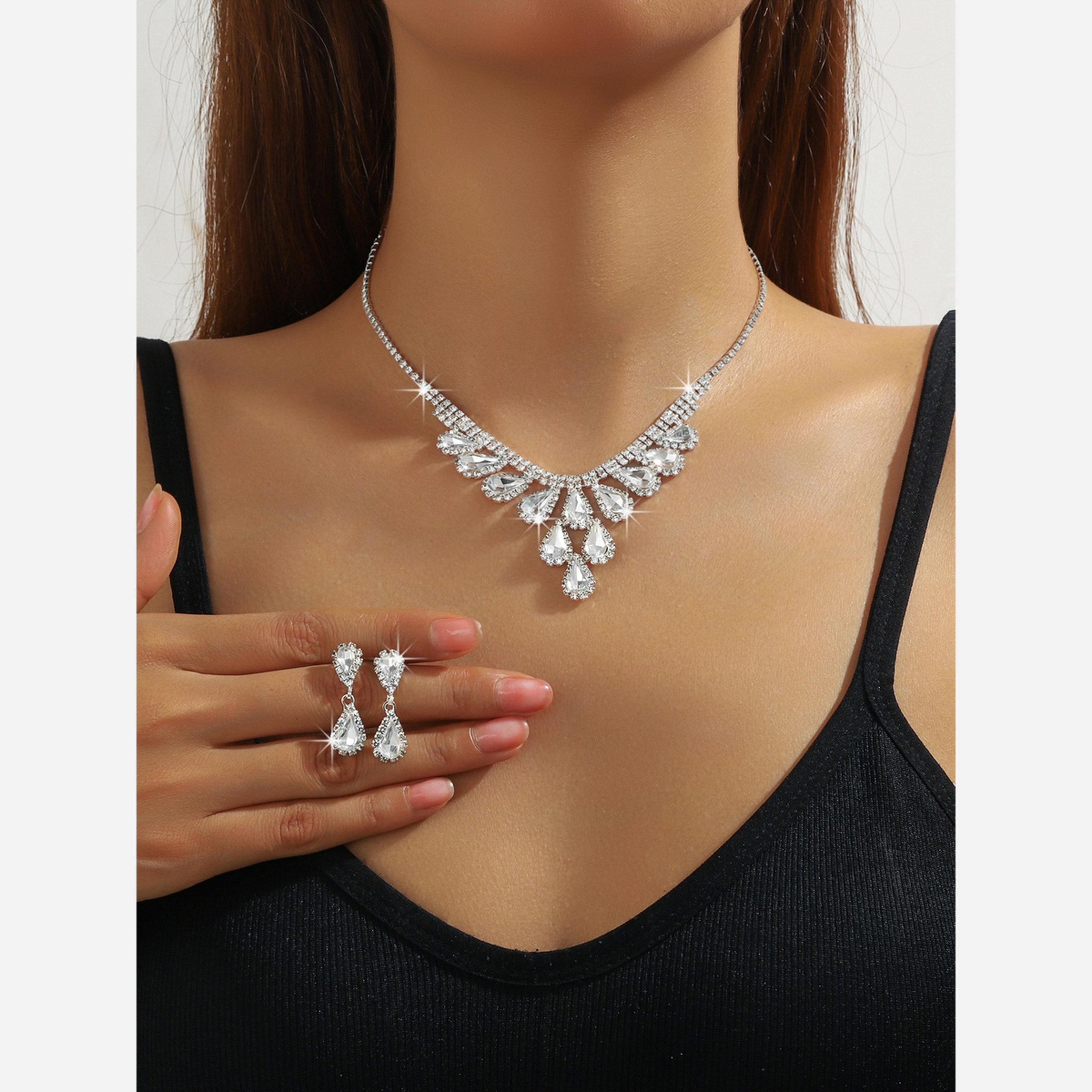 Take Two Silver Crystal Necklace with Earrings Set-women-watchesandjewellery-jewellery-jewellerysets-image-2