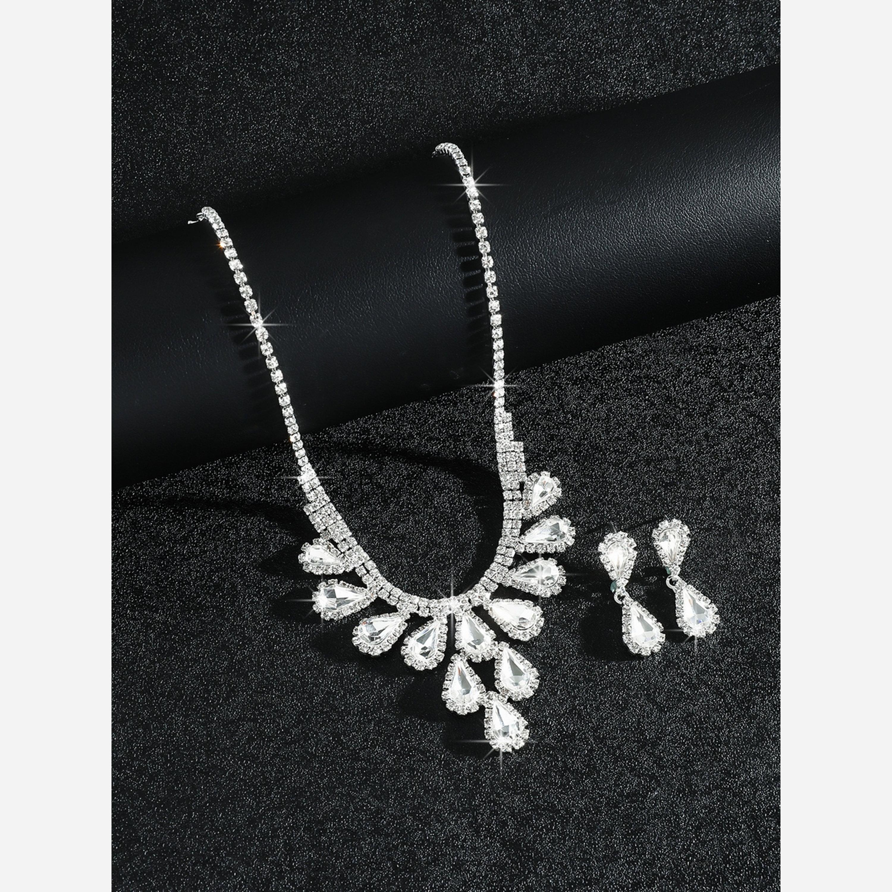 Take Two Silver Crystal Necklace with Earrings Set-women-watchesandjewellery-jewellery-jewellerysets-image-3