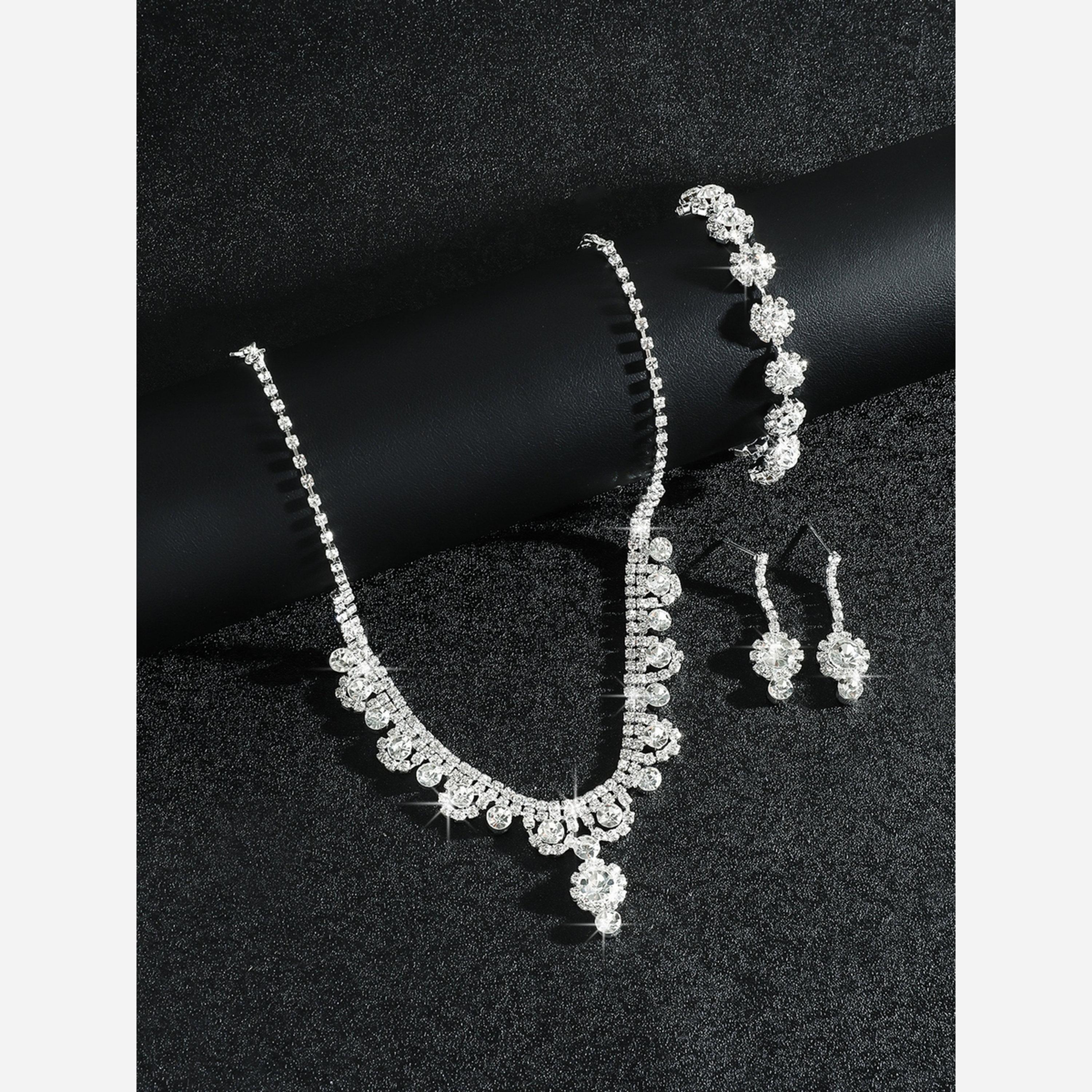 Take Two Silver Crystal Necklace with Earrings and Bracelet Set-women-watchesandjewellery-jewellery-jewellerysets-image-4