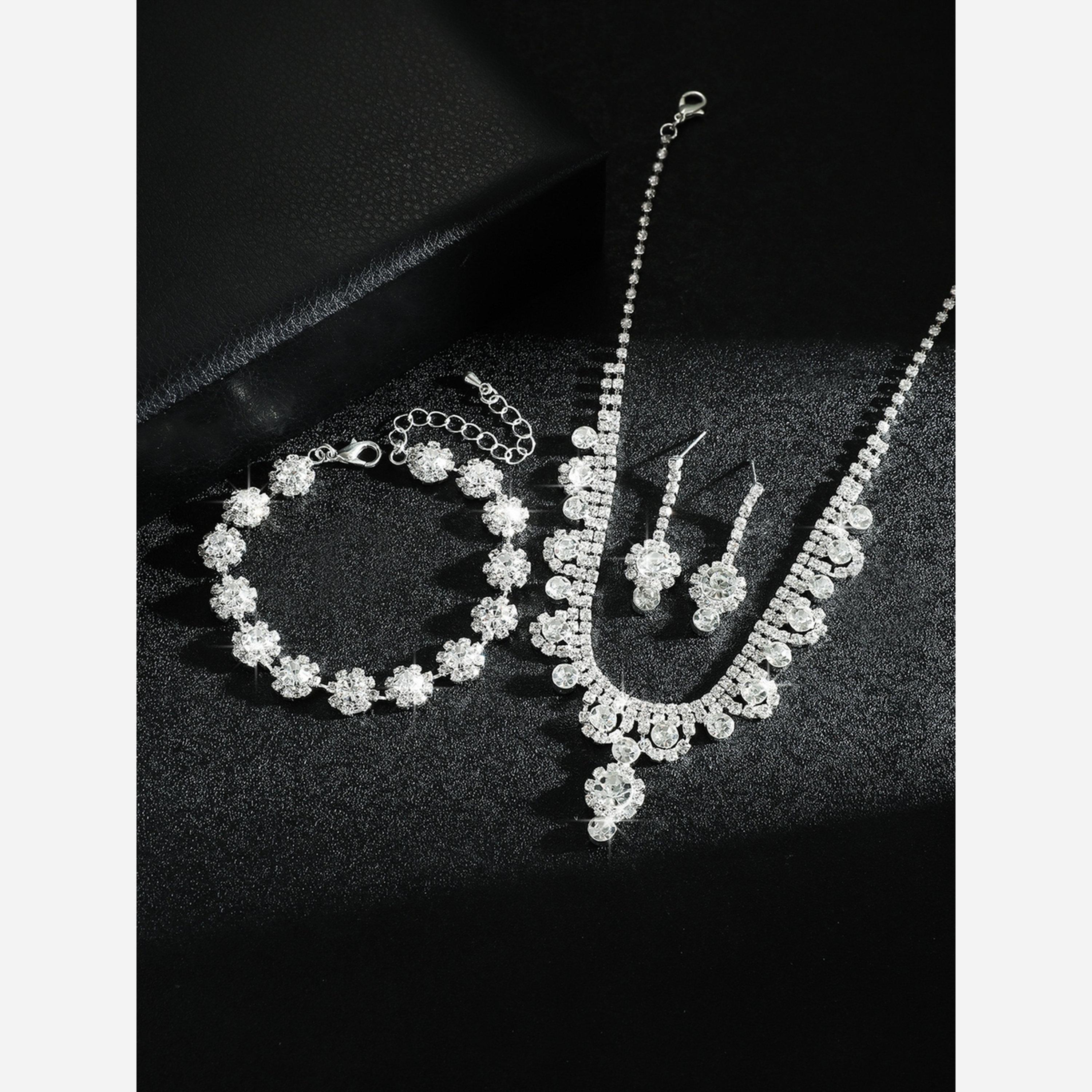 Take Two Silver Crystal Necklace with Earrings and Bracelet Set-women-watchesandjewellery-jewellery-jewellerysets-image-5