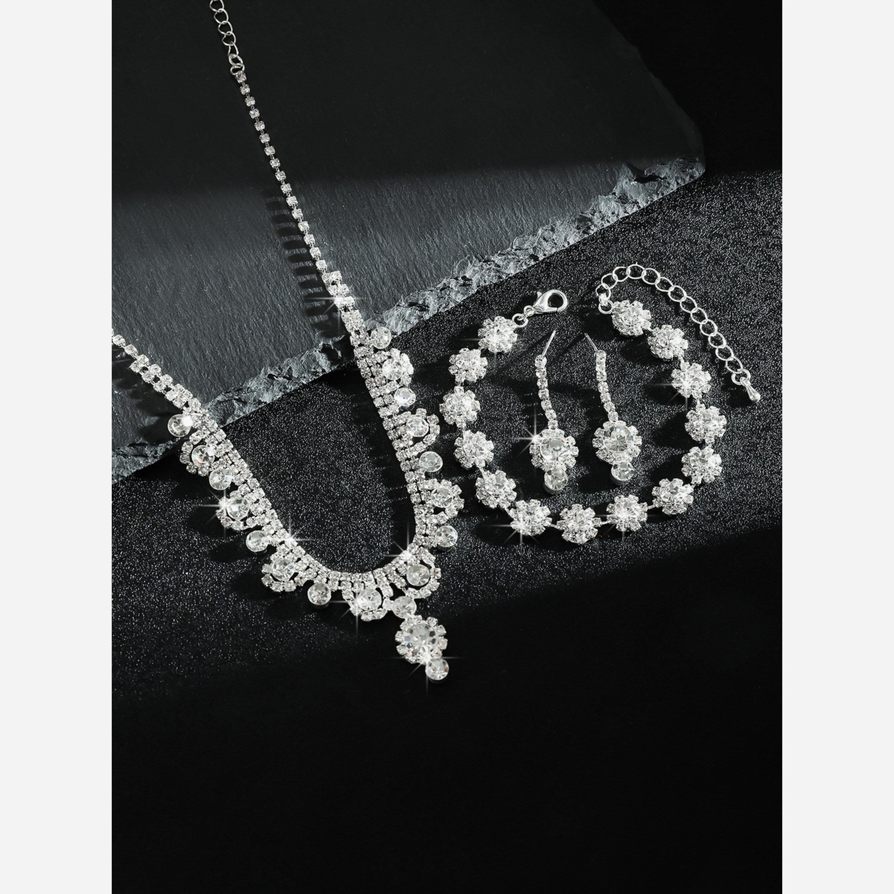 Take Two Silver Crystal Necklace with Earrings and Bracelet Set-women-watchesandjewellery-jewellery-jewellerysets-image-6