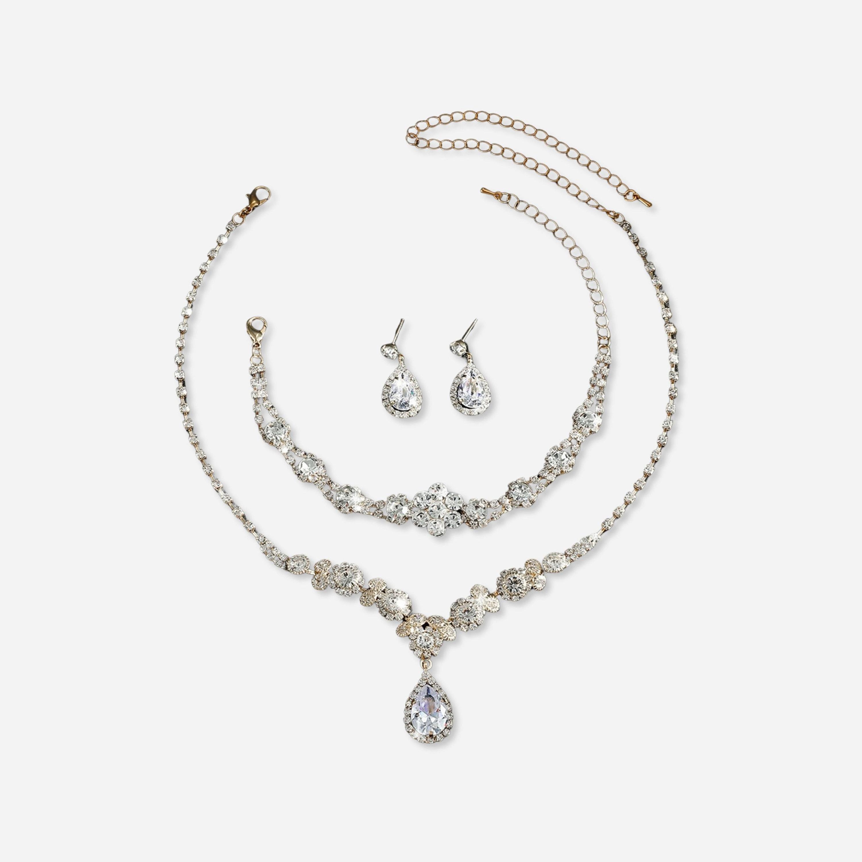 Take Two Silver Crystal Necklace with Earrings and Bracelet Set-women-watchesandjewellery-jewellery-jewellerysets-image-1