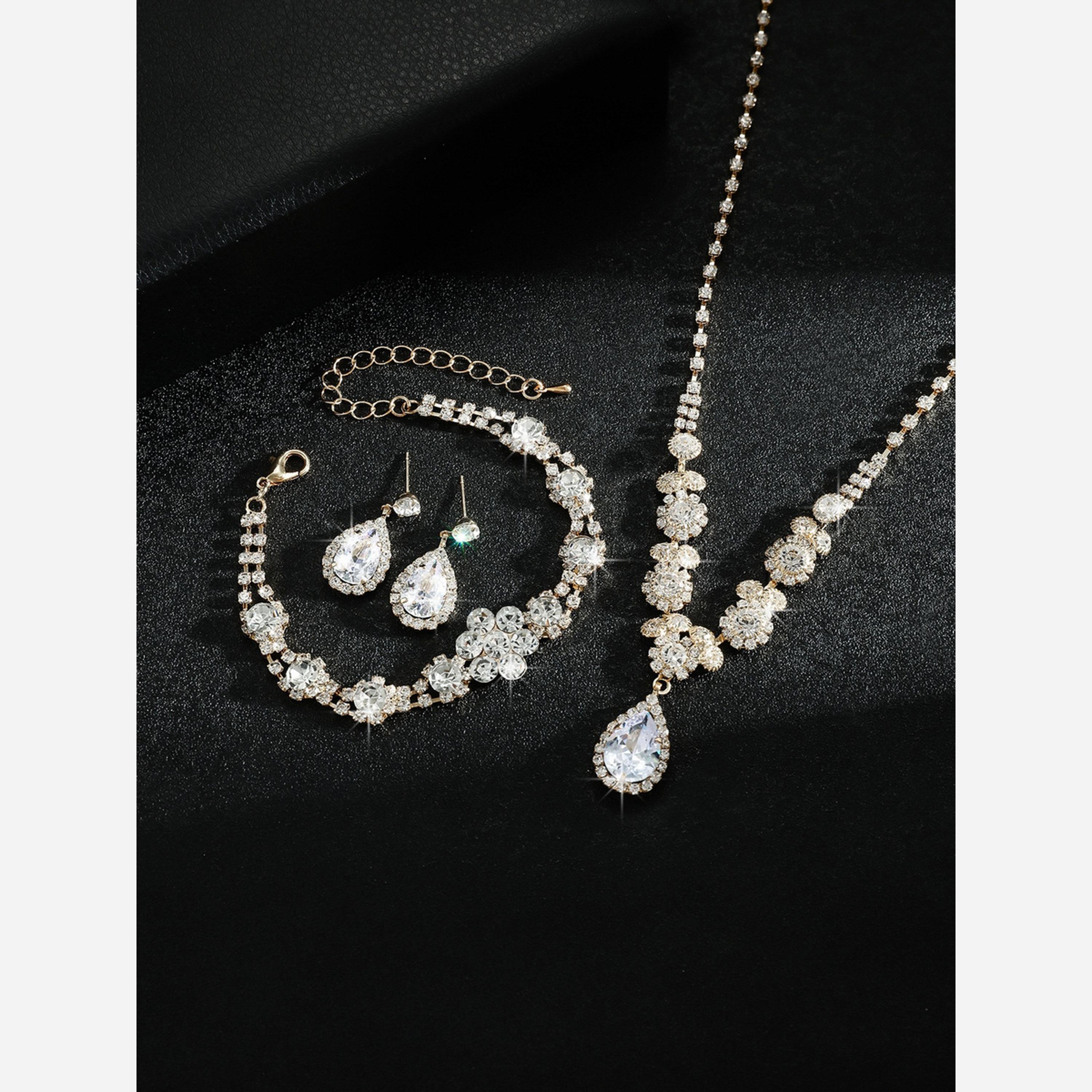 Take Two Silver Crystal Necklace with Earrings and Bracelet Set-women-watchesandjewellery-jewellery-jewellerysets-image-5