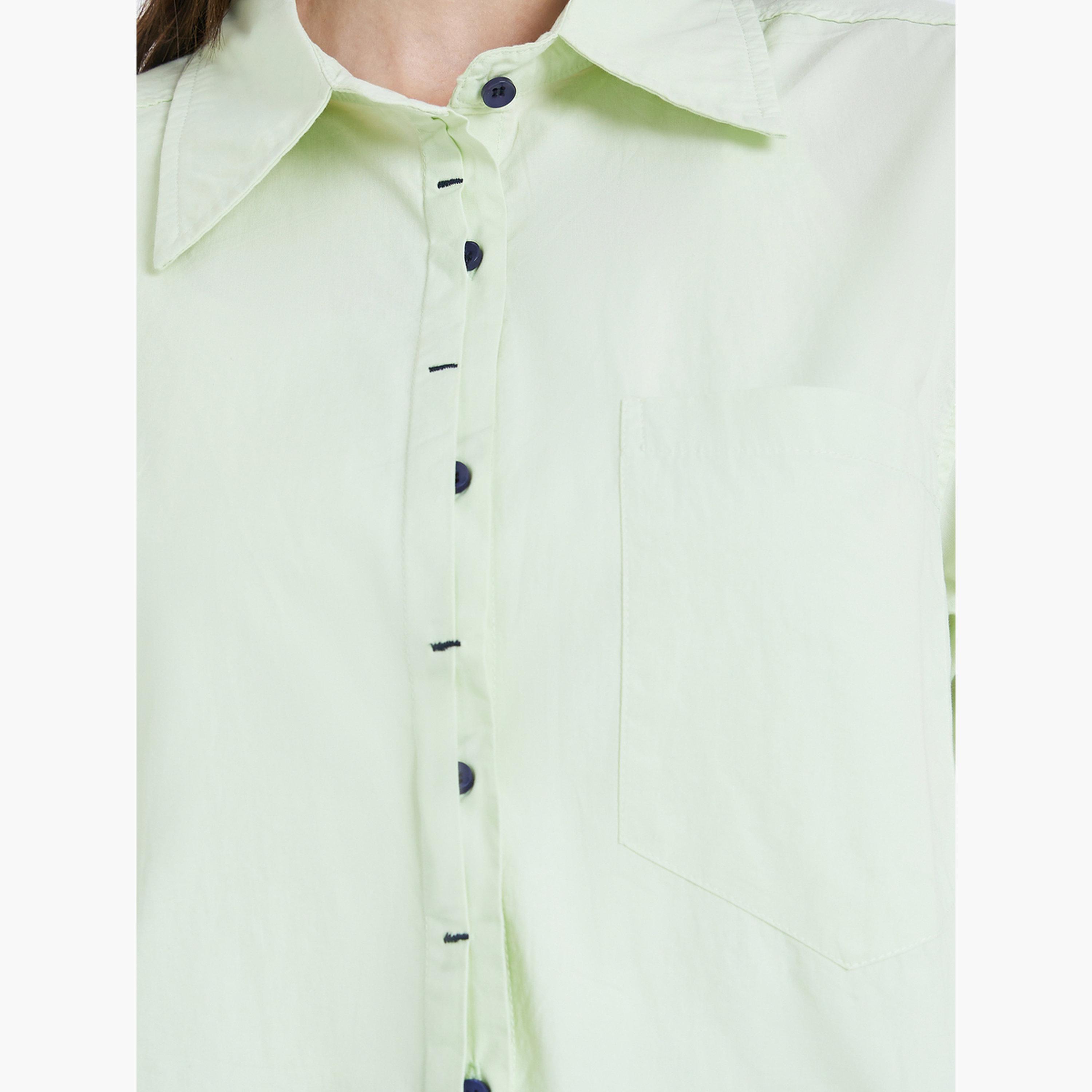 Styli Women Green Solid Oversized Shirt-women-clothing-shirtsandblouses-shirts-image-4