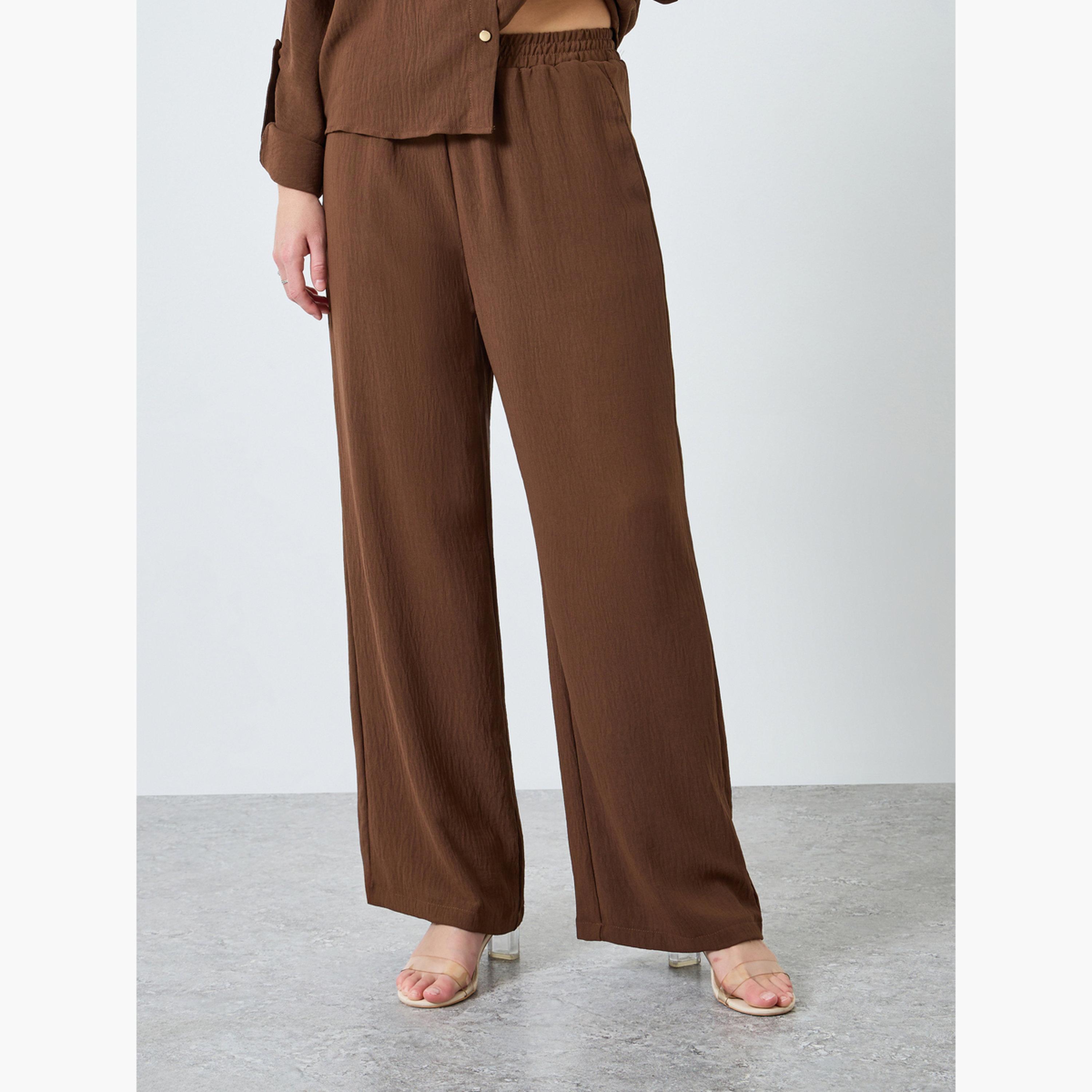 طقم قميص بأكمام قابلة للطي وحزام مع بنطال للنساء-women-clothing-coordsets-image-5